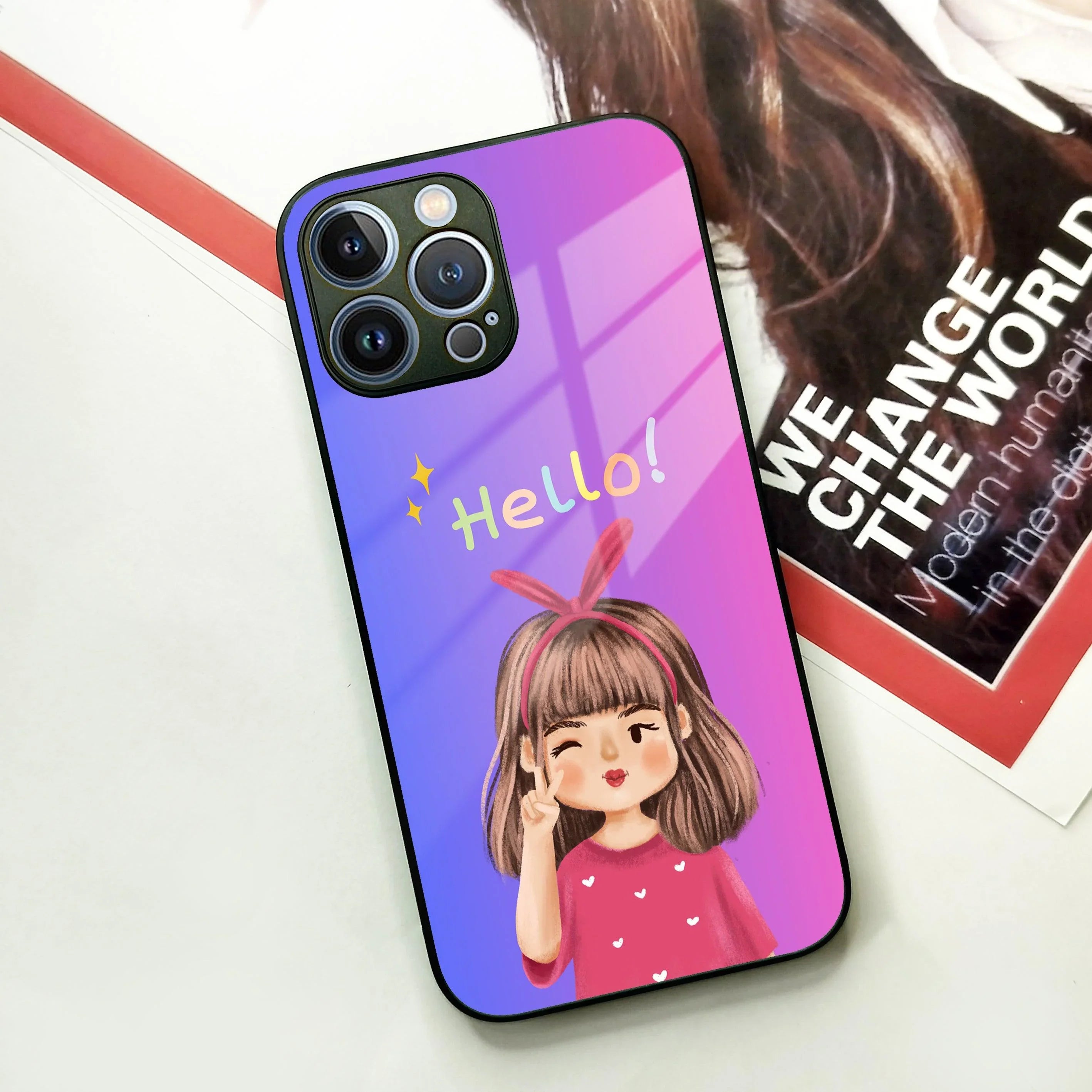Cute Girl Hello Glass Case for iPhone - ShopOnCliQ