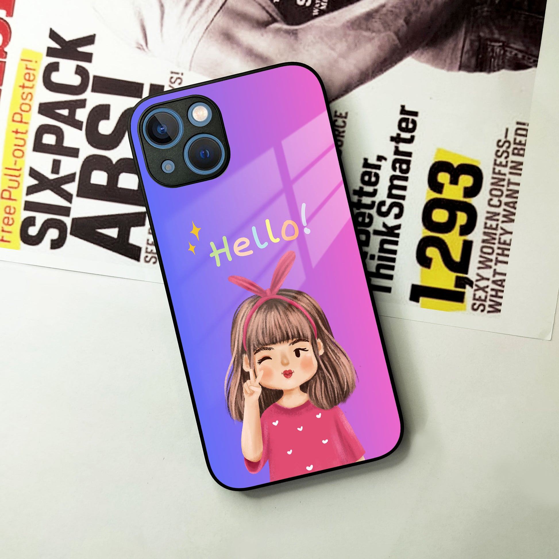 Cute Girl Hello Glass Case for iPhone ShopOnCliQ