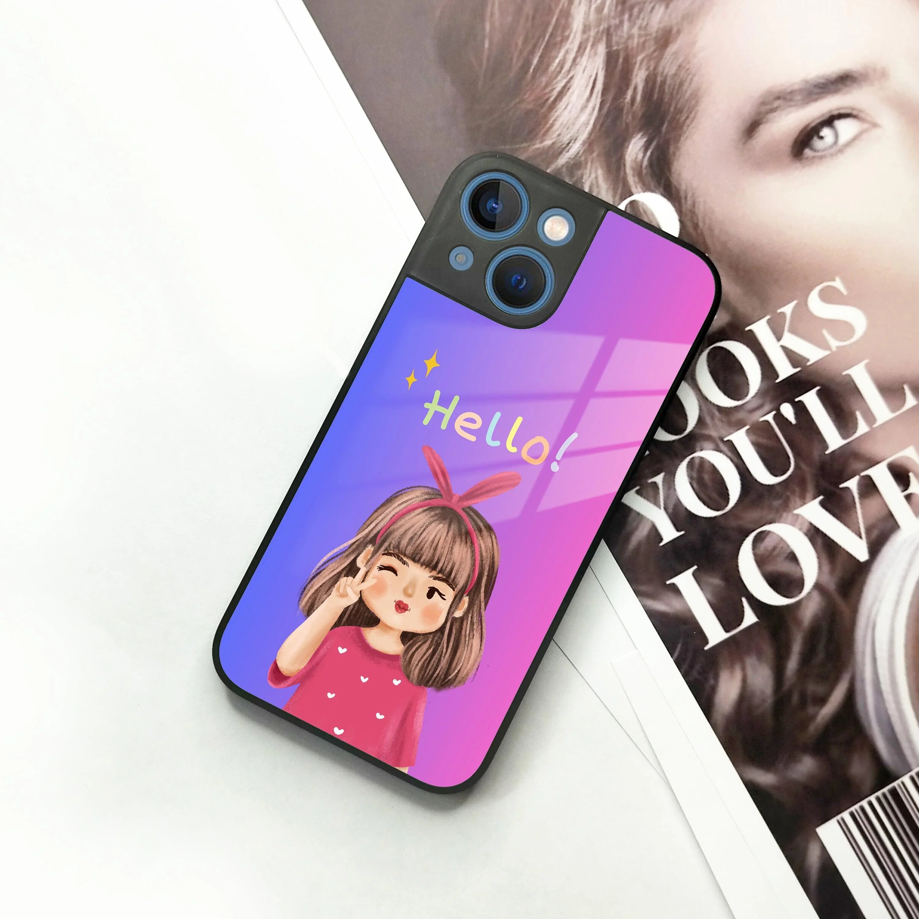 Cute Girl Hello Glass Case for iPhone - ShopOnCliQ