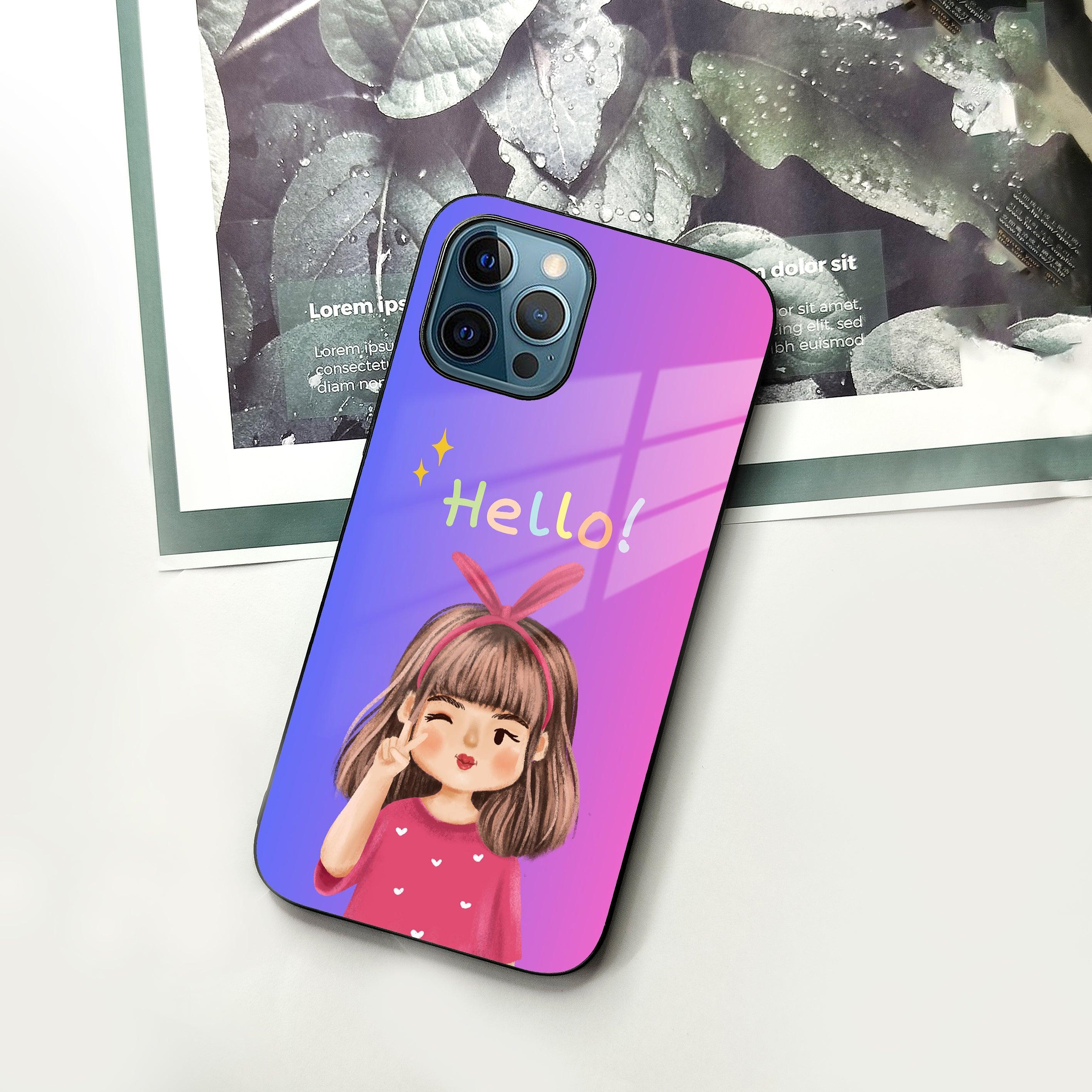 Cute Girl Hello Glass Case for iPhone - ShopOnCliQ