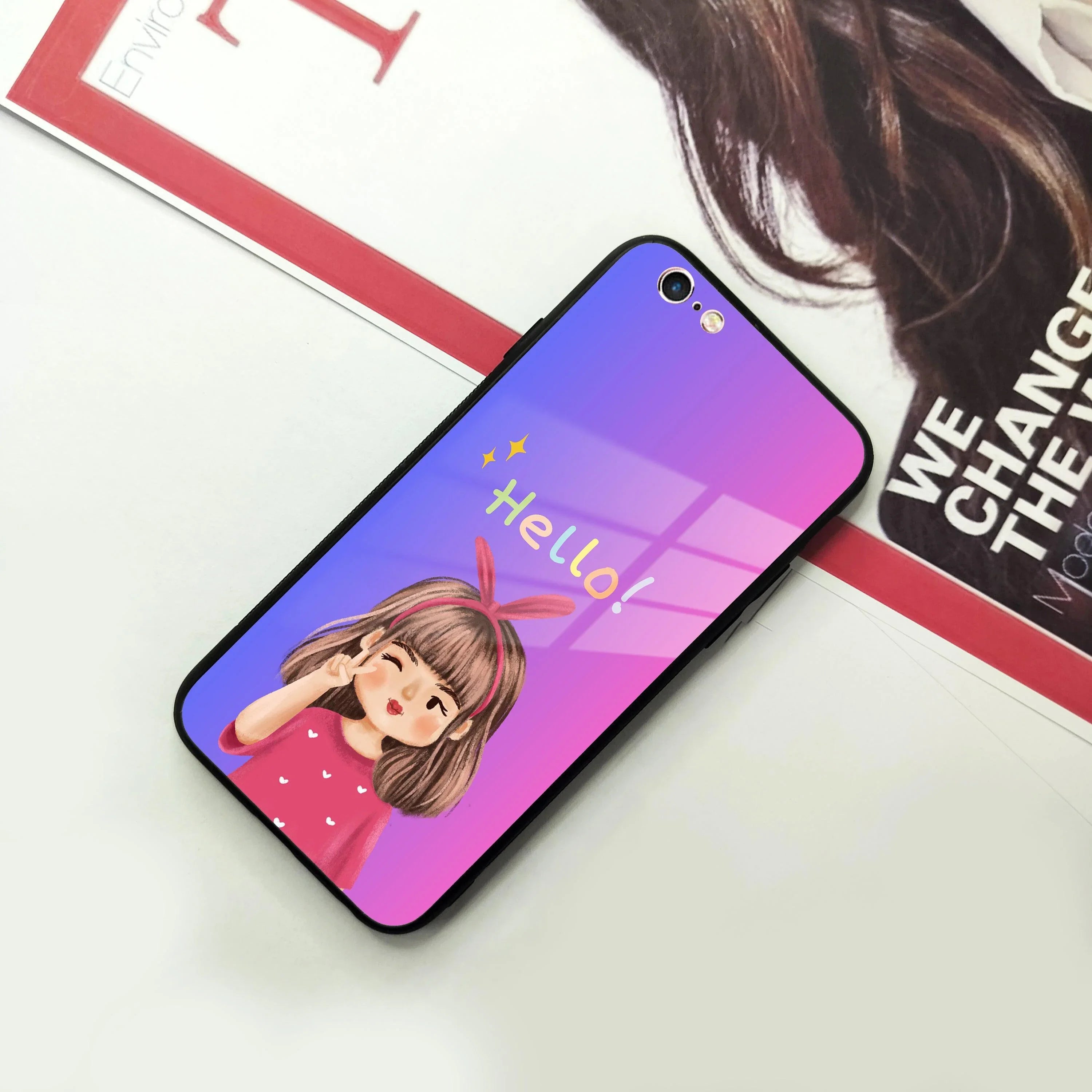 Cute Girl Hello Glass Case for iPhone - ShopOnCliQ