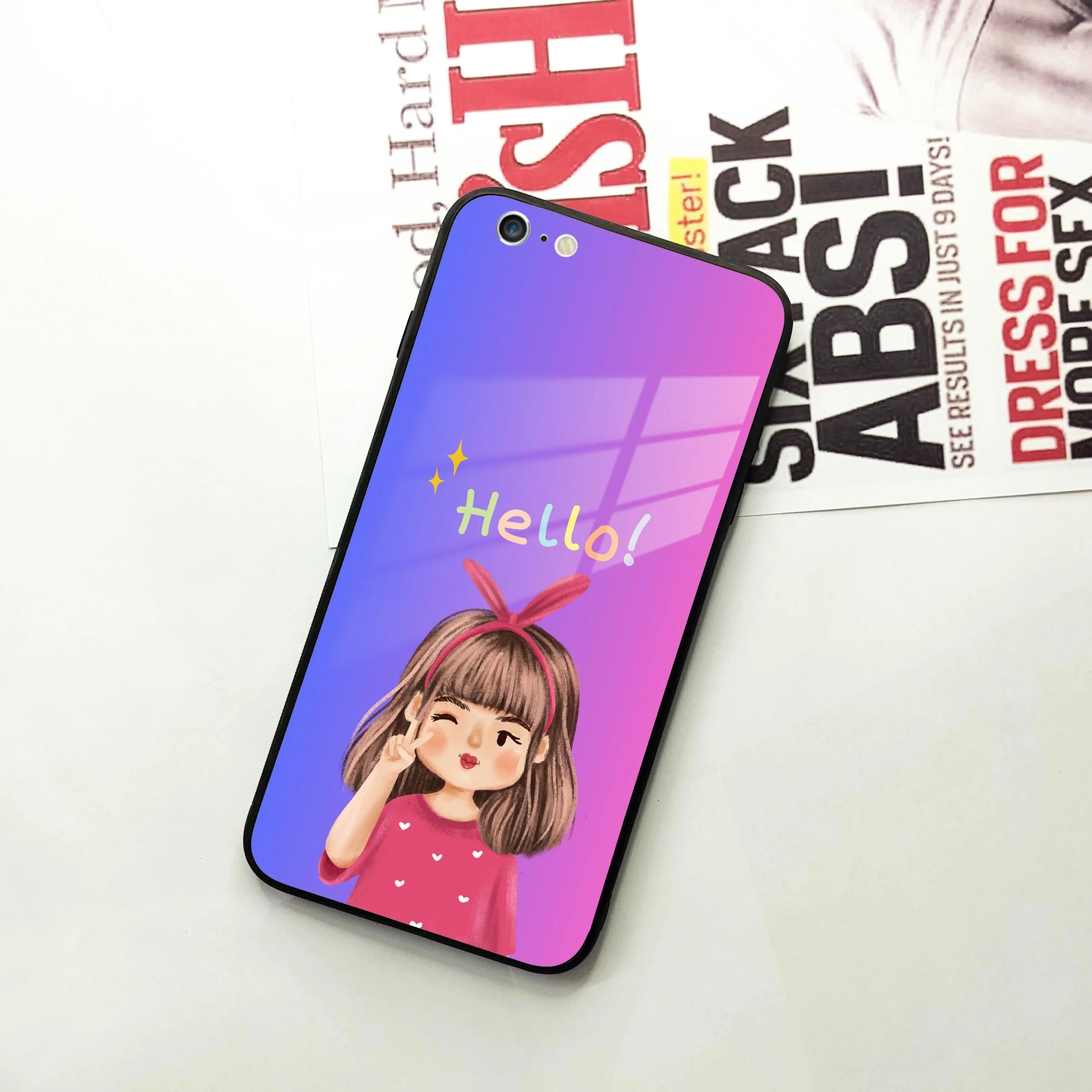 Cute Girl Hello Glass Case for iPhone - ShopOnCliQ