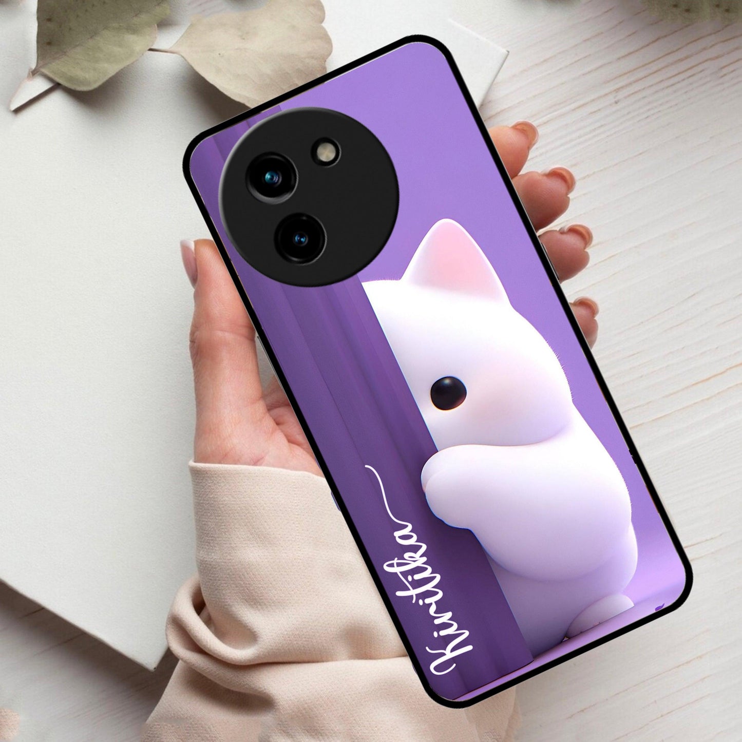 Cute KItten Glossy Metal Case Cover For Vivo