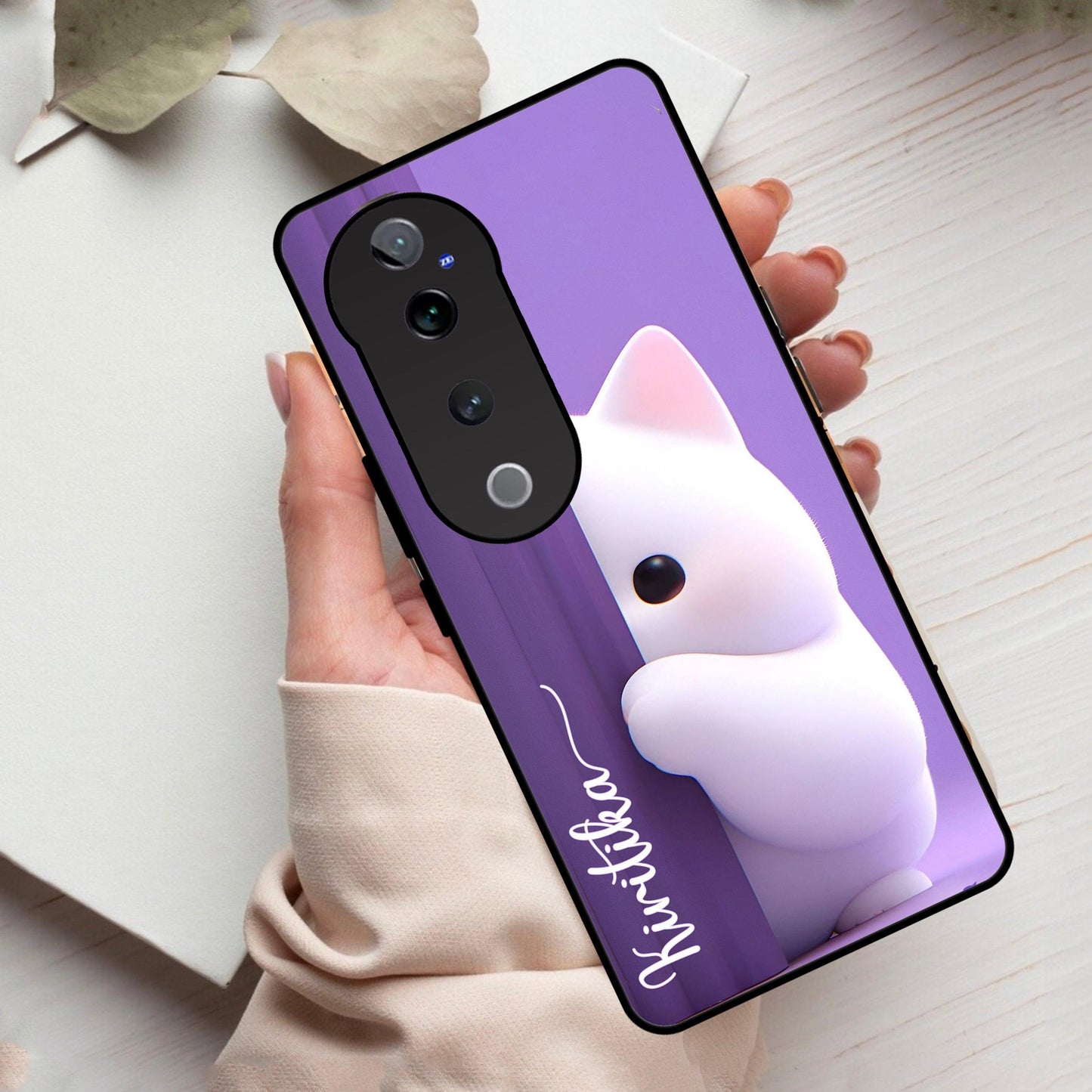 Cute KItten Glossy Metal Case Cover For Vivo