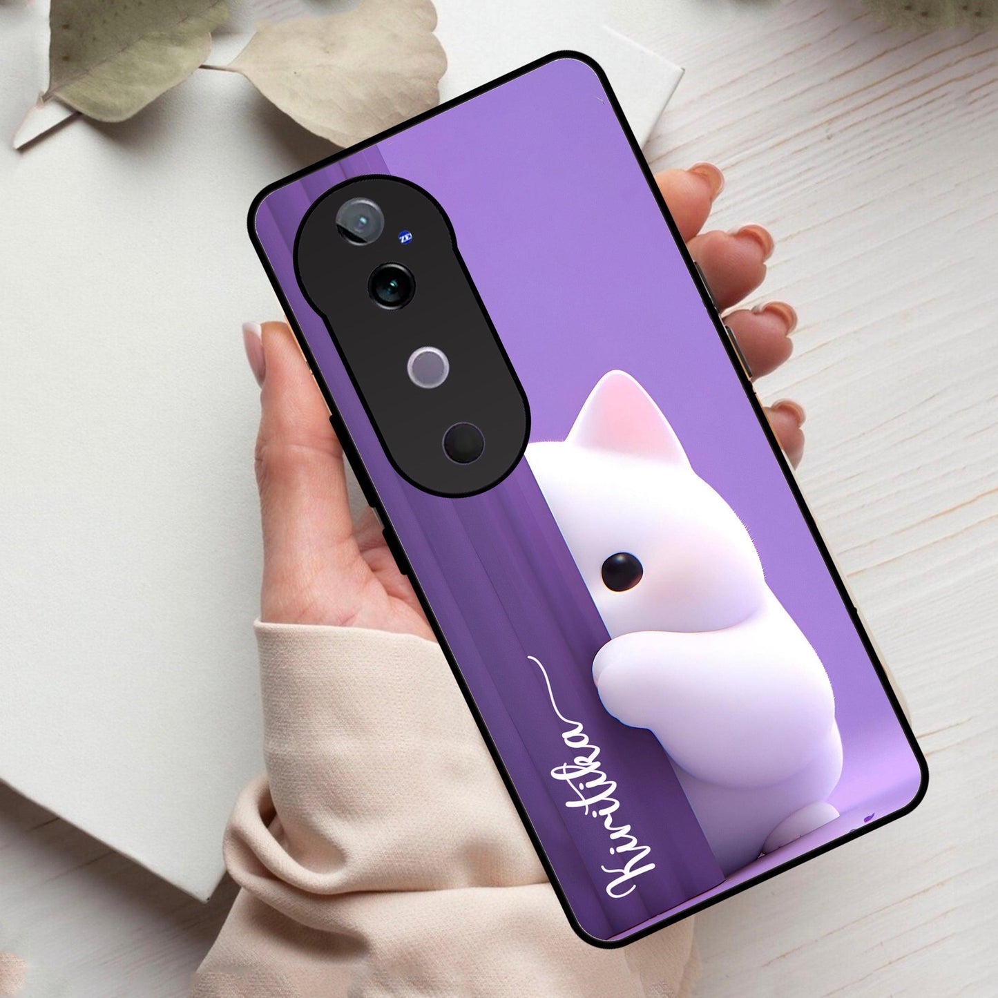 Cute KItten Glossy Metal Case Cover For Vivo