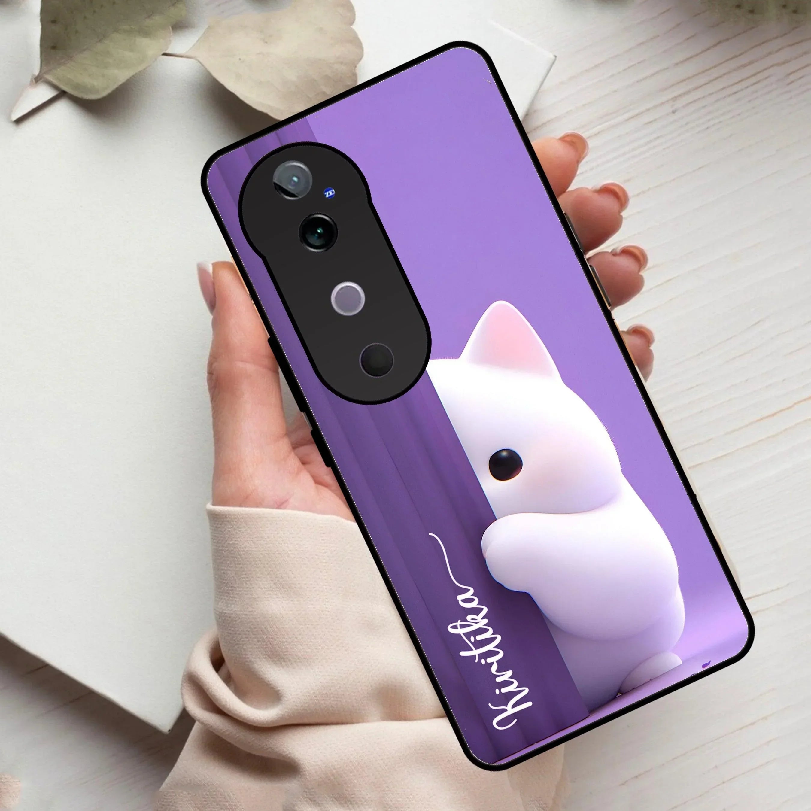 Cute KItten Glossy Metal Case Cover For Vivo - ShopOnCliQ