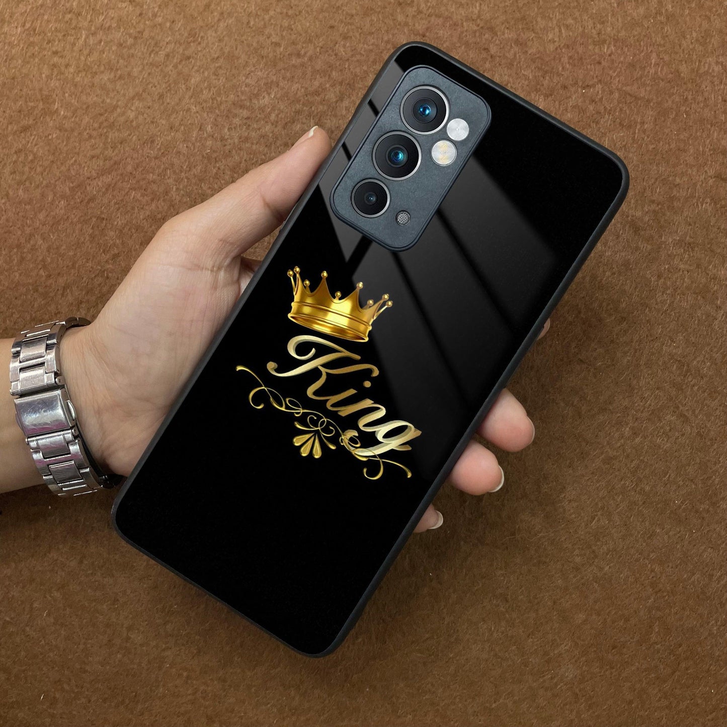 Cute King With Crown Glass Case For OnePlus