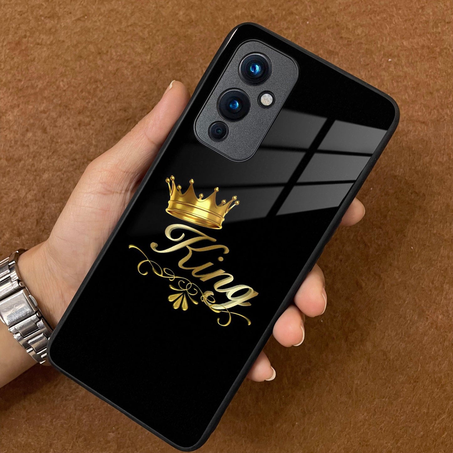 Cute King With Crown Glass Case For OnePlus