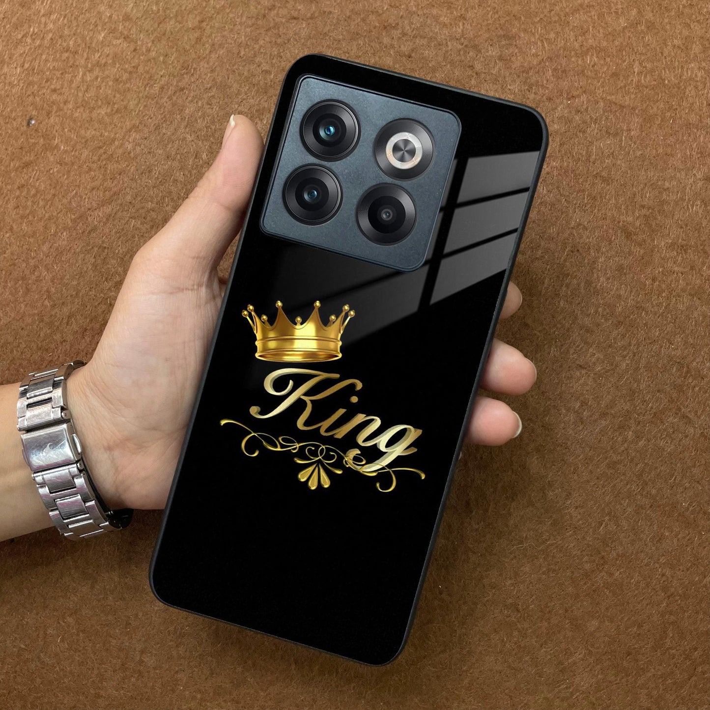 Cute King With Crown Glass Case For OnePlus