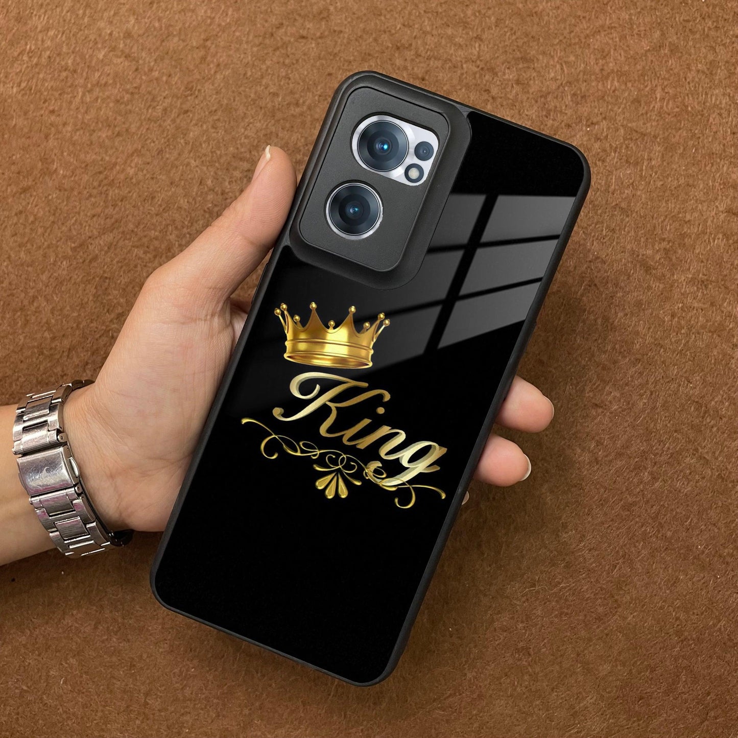 Cute King With Crown Glass Case For OnePlus