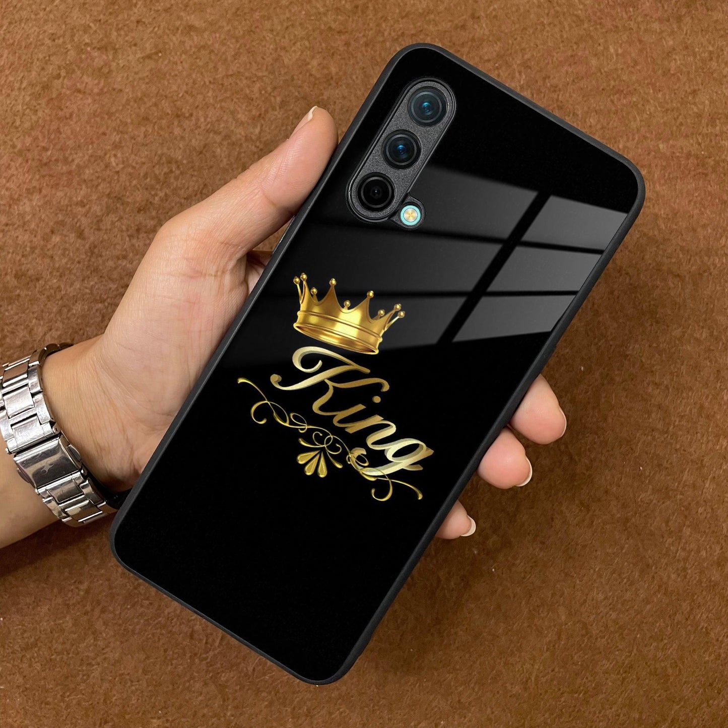 Cute King With Crown Glass Case For OnePlus