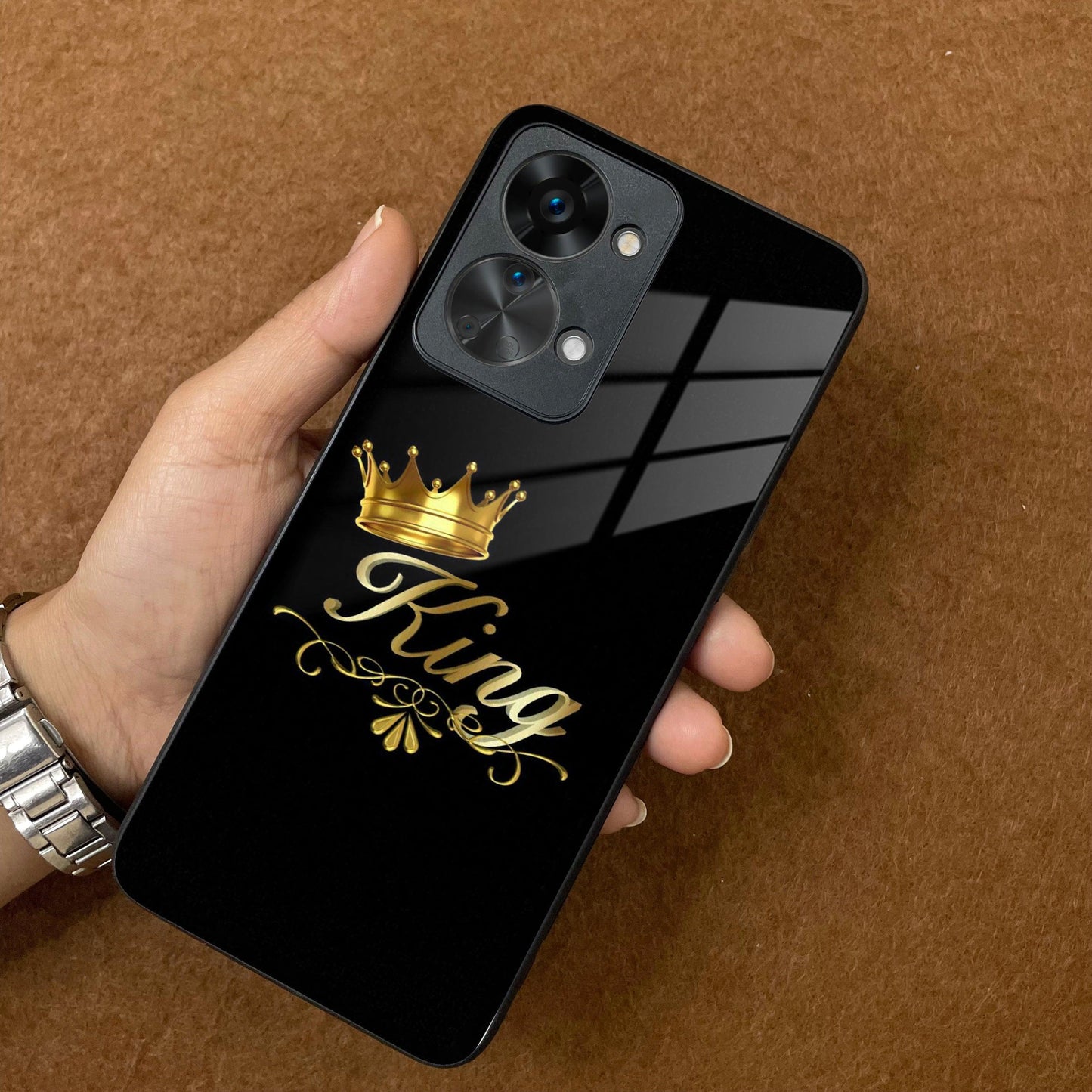 Cute King With Crown Glass Case For OnePlus