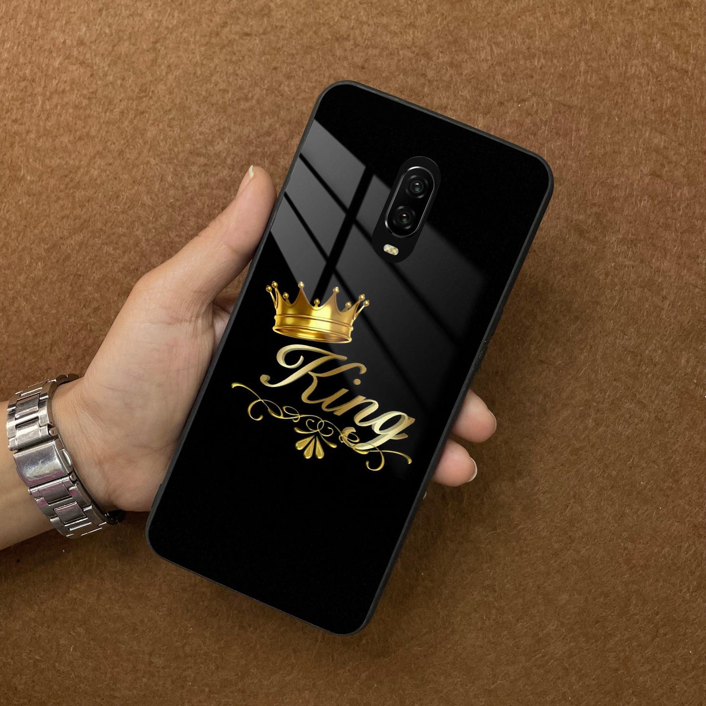 Cute King With Crown Glass Case For OnePlus