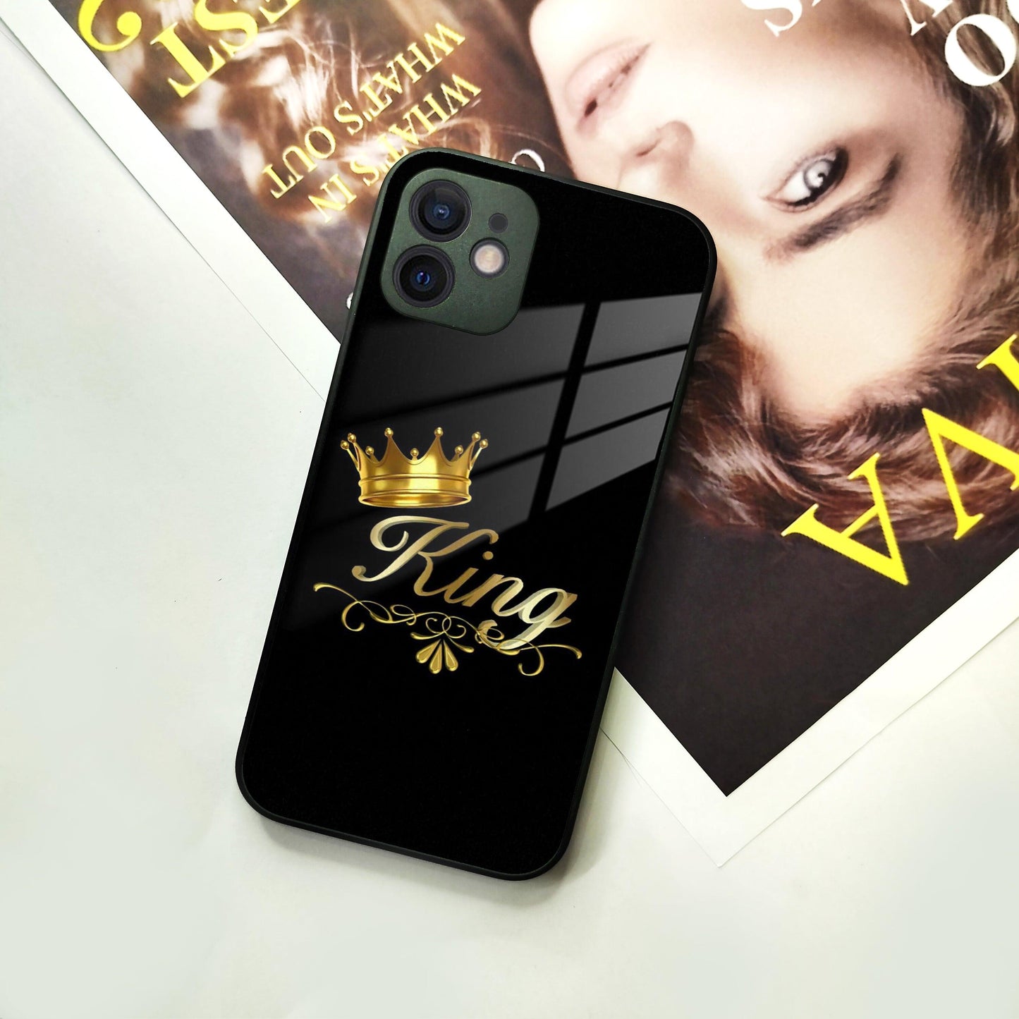 Cute King With Crown Glass Case for iPhone