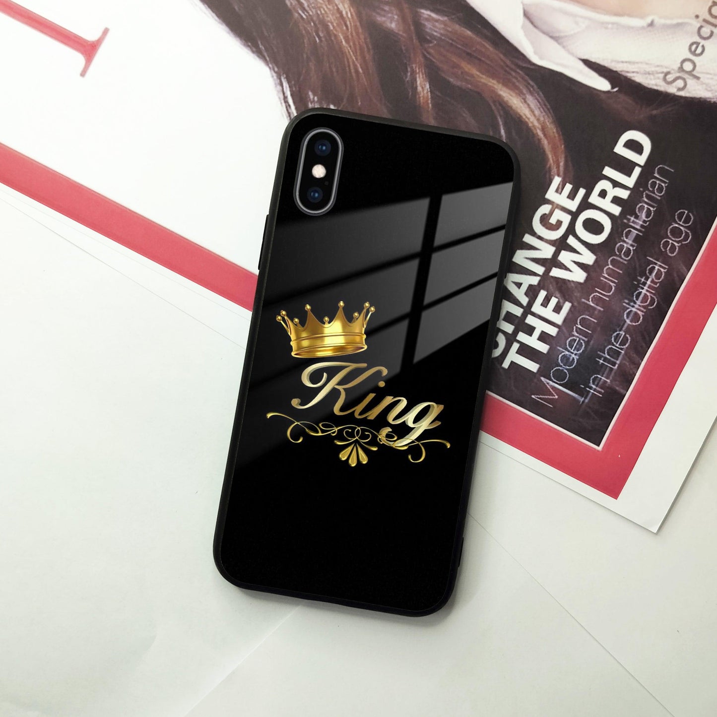Cute King With Crown Glass Case for iPhone