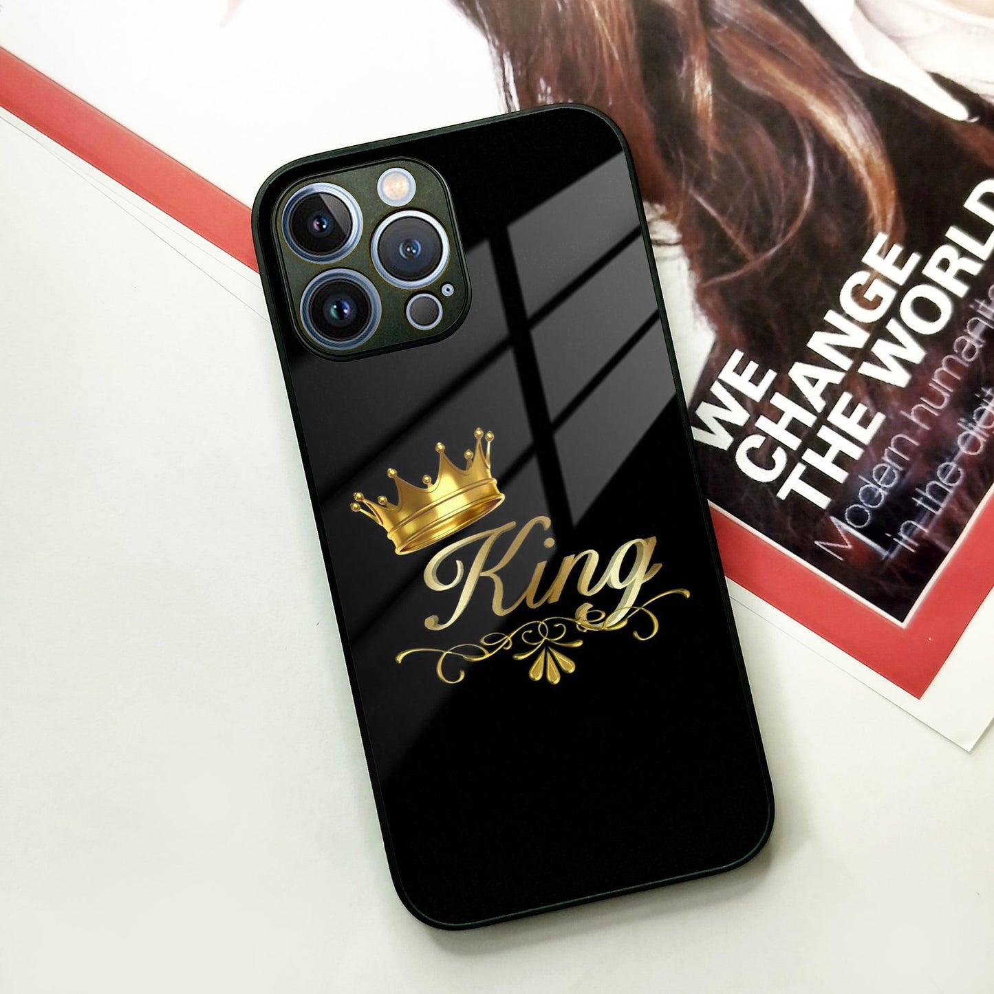 Cute King With Crown Glass Case for iPhone