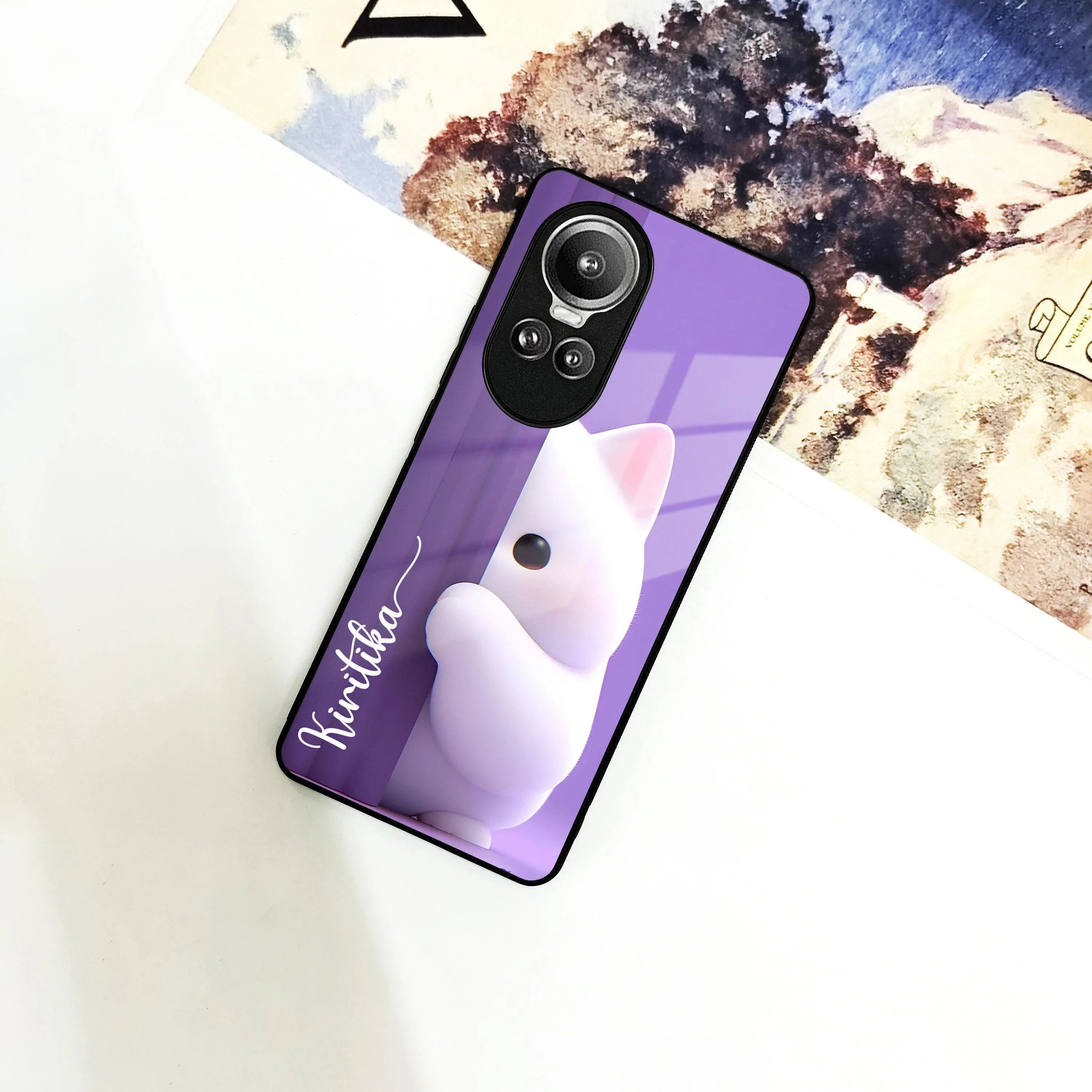 Cute Kitten Glossy Metal Case Cover For Oppo - ShopOnCliQ