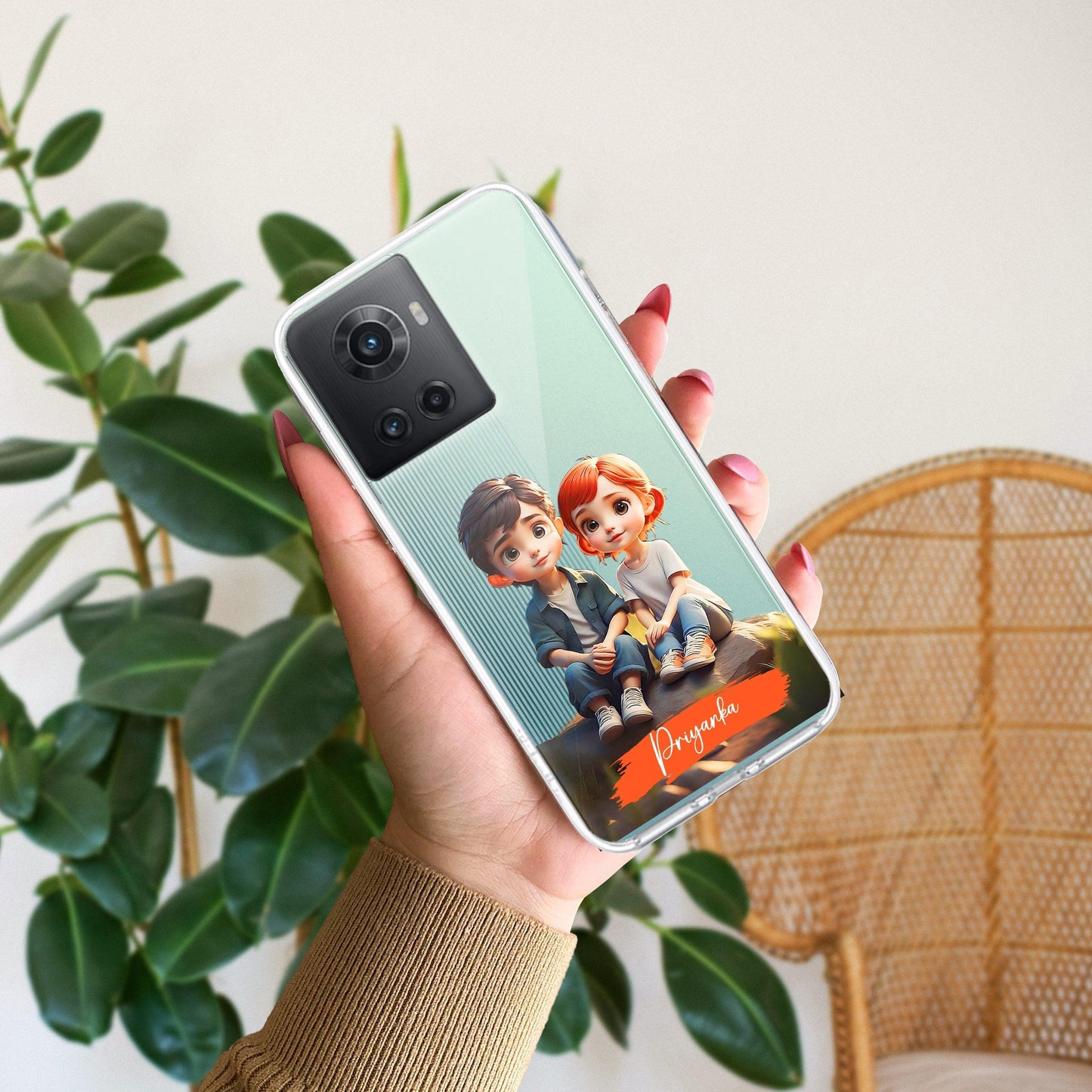 Cute Love Couple Customize Transparent Silicon Case For OnePlus