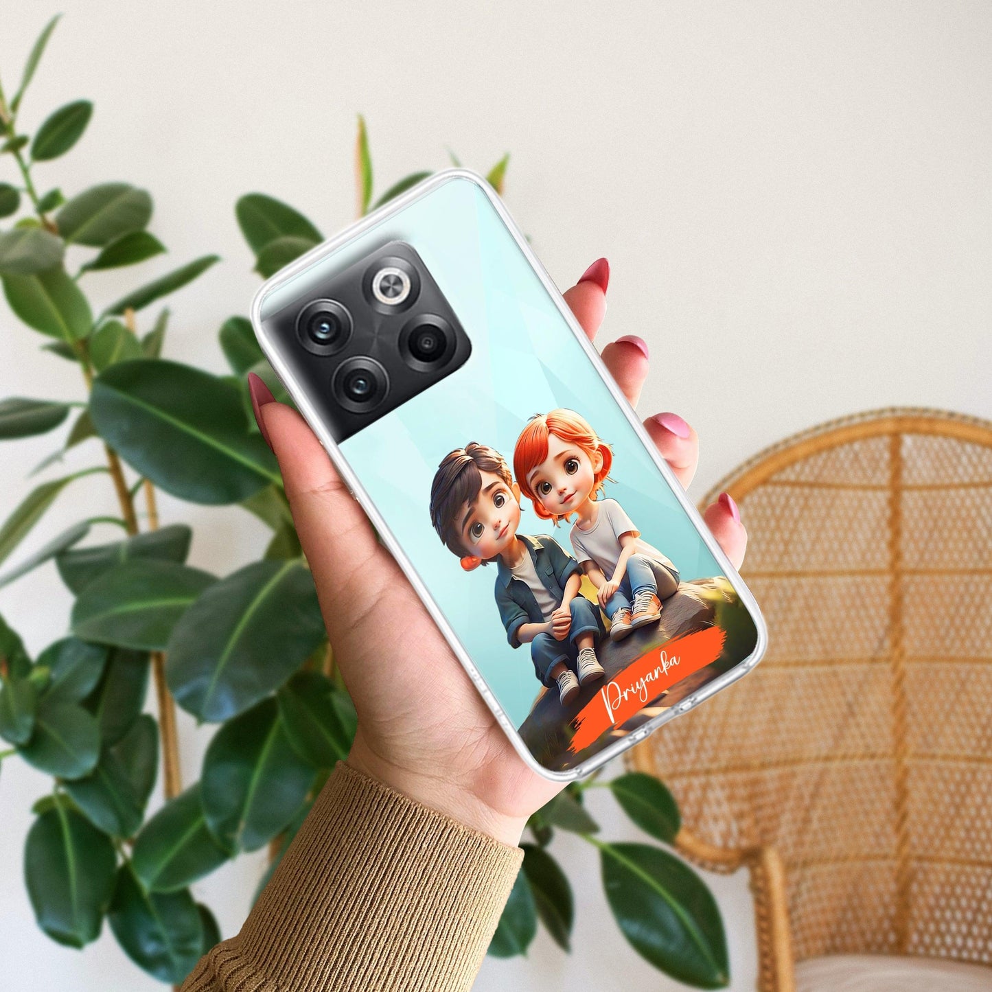 Cute Love Couple Customize Transparent Silicon Case For OnePlus