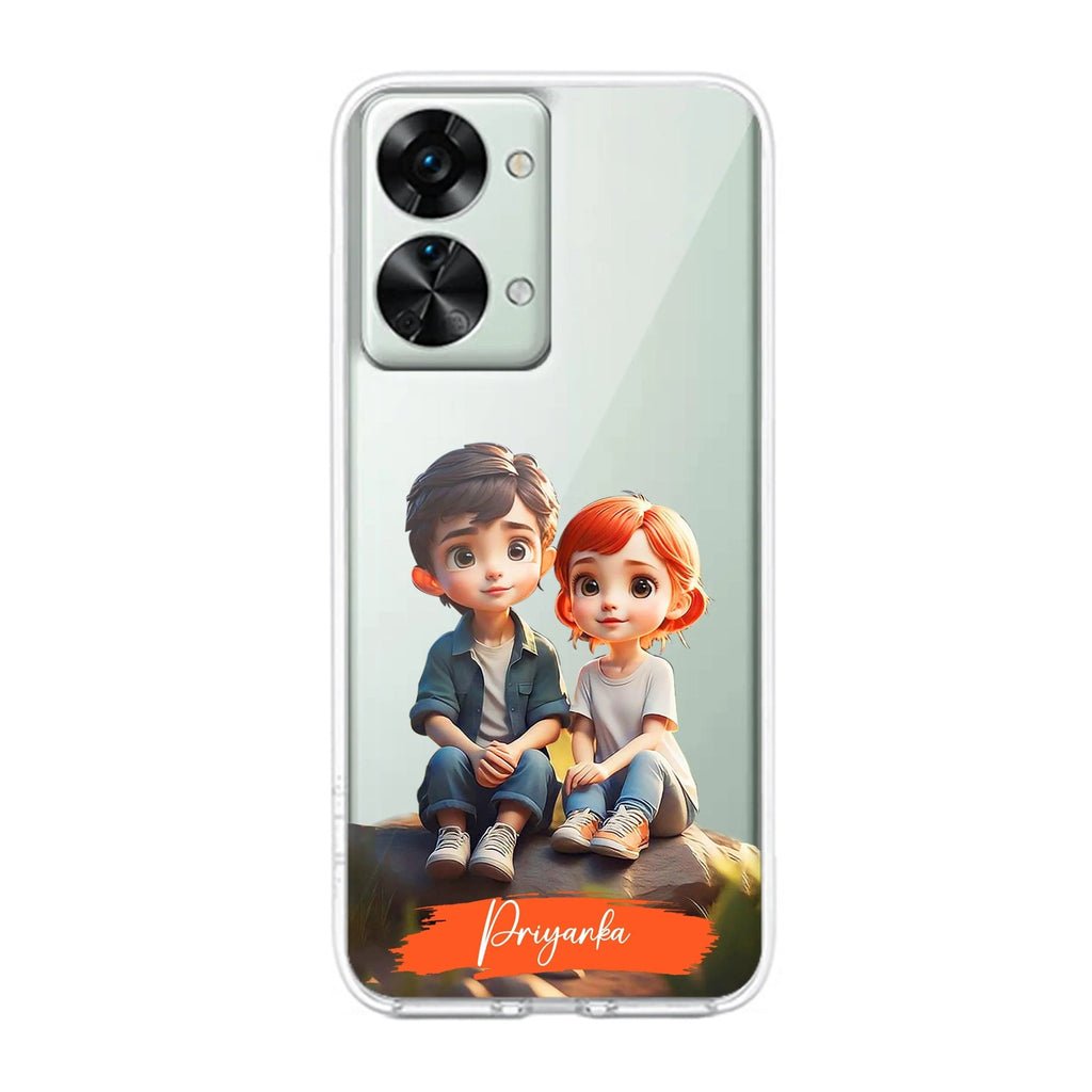 Cute Love Couple Customize Anti Yellow Clear Phone Case OnePlus