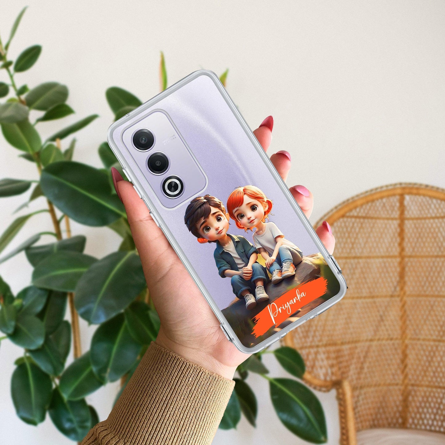 Cute Love Couple Customize Transparent Silicon Case For Oppo