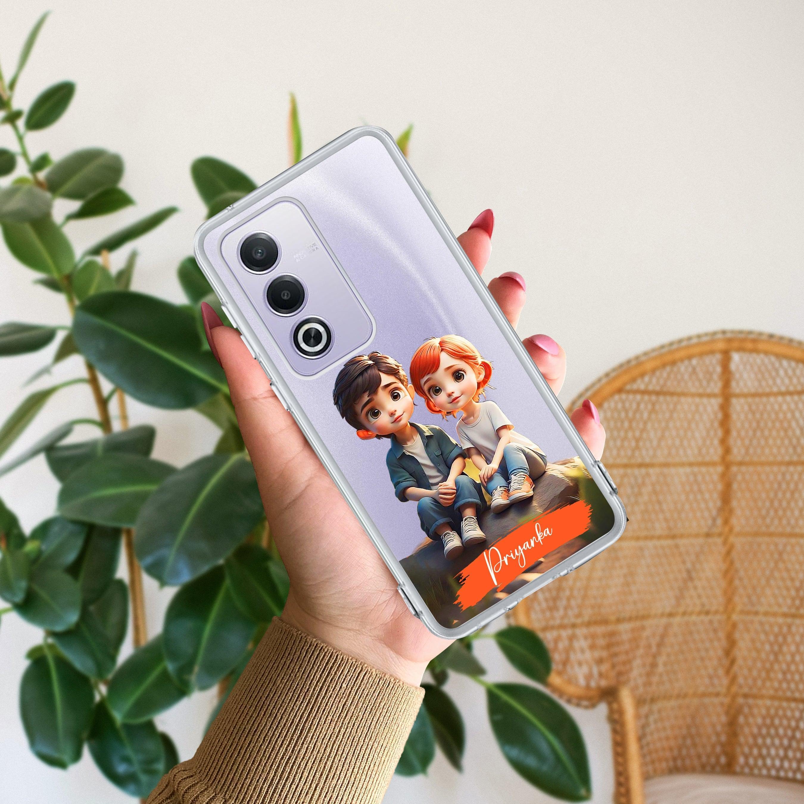 Cute Love Couple Customize Anti Yellow Clear Phone Case Oppo - ShopOnCliQ
