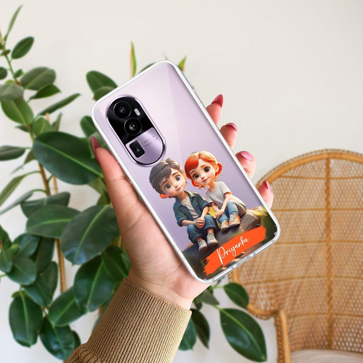 Cute Love Couple Customize Transparent Silicon Case For Oppo