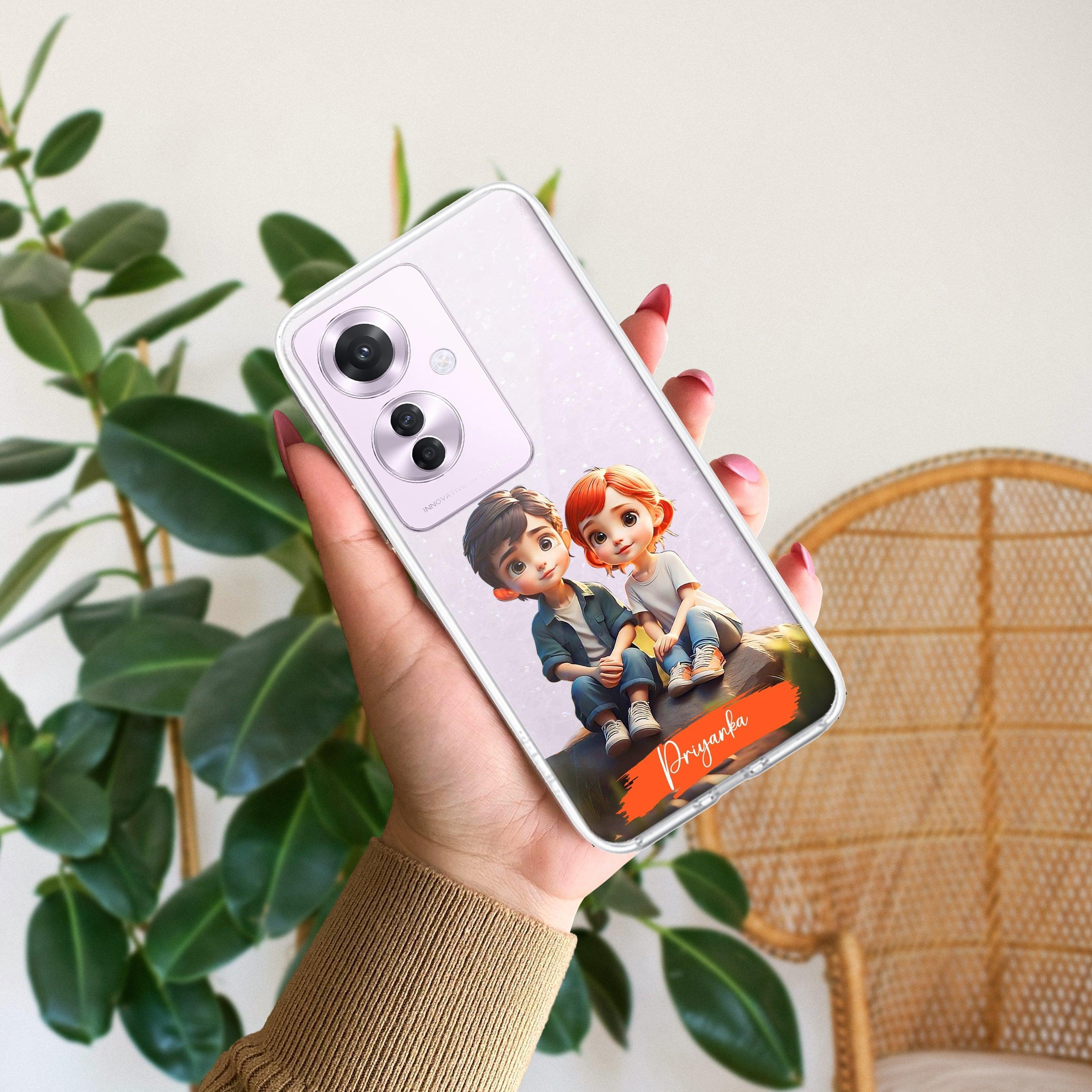 Cute Love Couple Customize Anti Yellow Clear Phone Case Oppo - ShopOnCliQ
