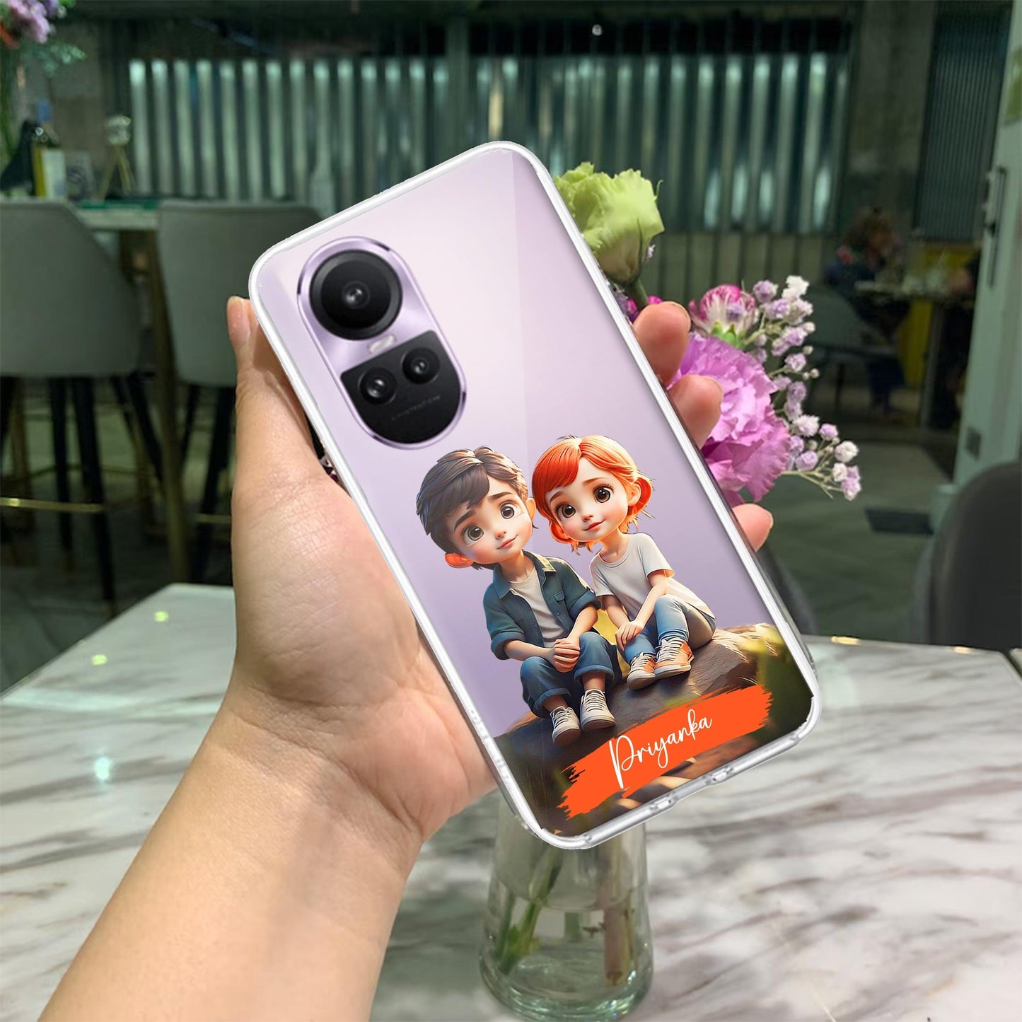 Cute Love Couple Customize Transparent Silicon Case For Oppo