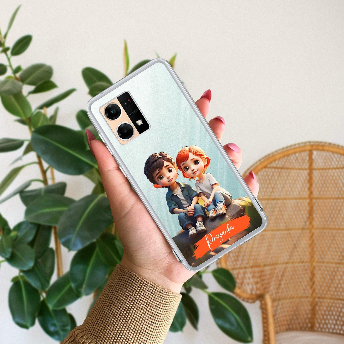 Cute Love Couple Customize Transparent Silicon Case For Oppo