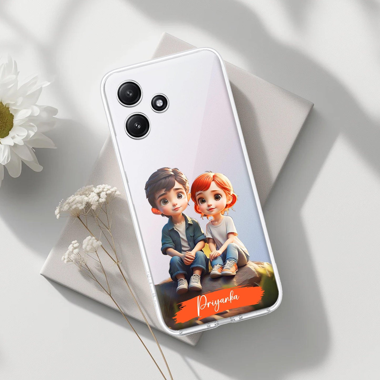 Cute Love Couple Customize Transparent Silicon Case For Poco - ShopOnCliQ