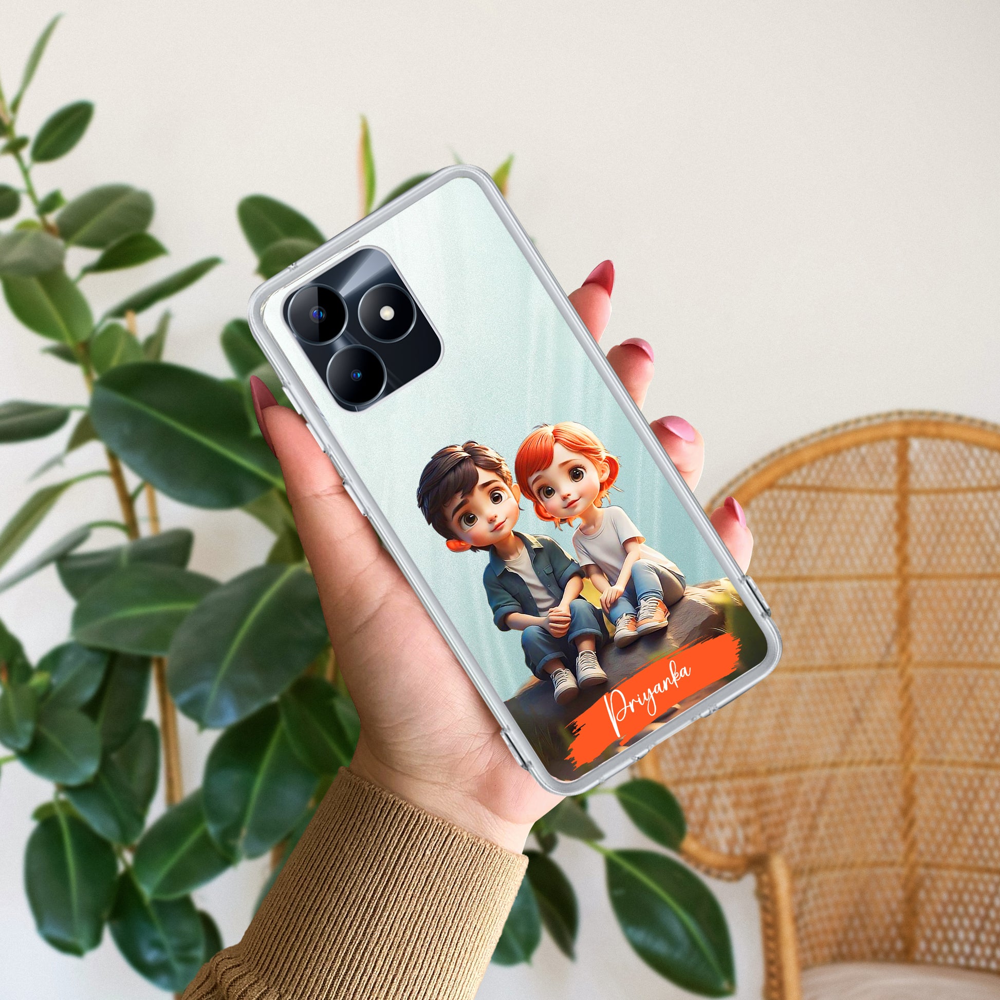 Cute Love Couple Customize Transparent Silicon Case For Realme/Narzo ShopOnCliQ