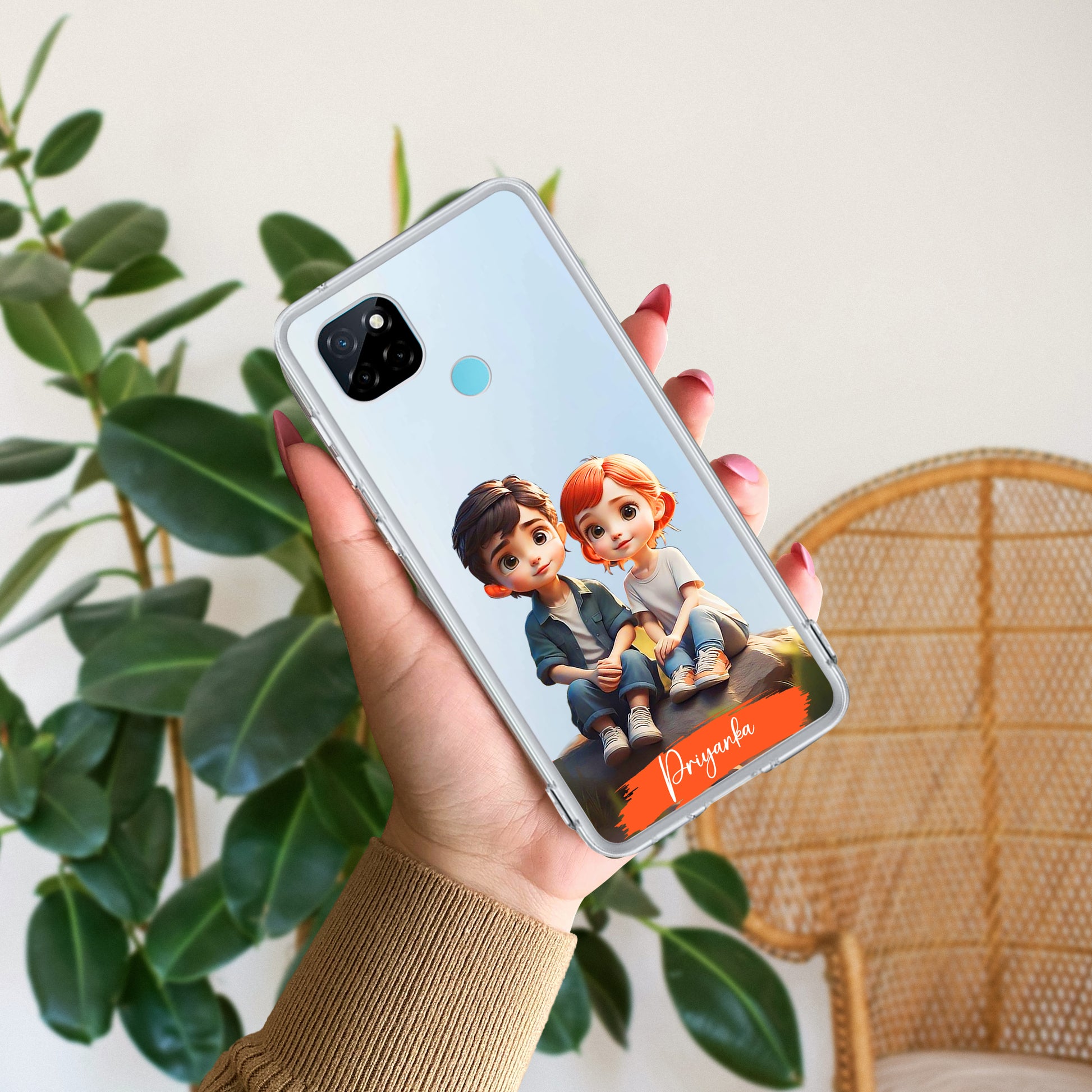 Cute Love Couple Customize Transparent Silicon Case For Realme/Narzo ShopOnCliQ