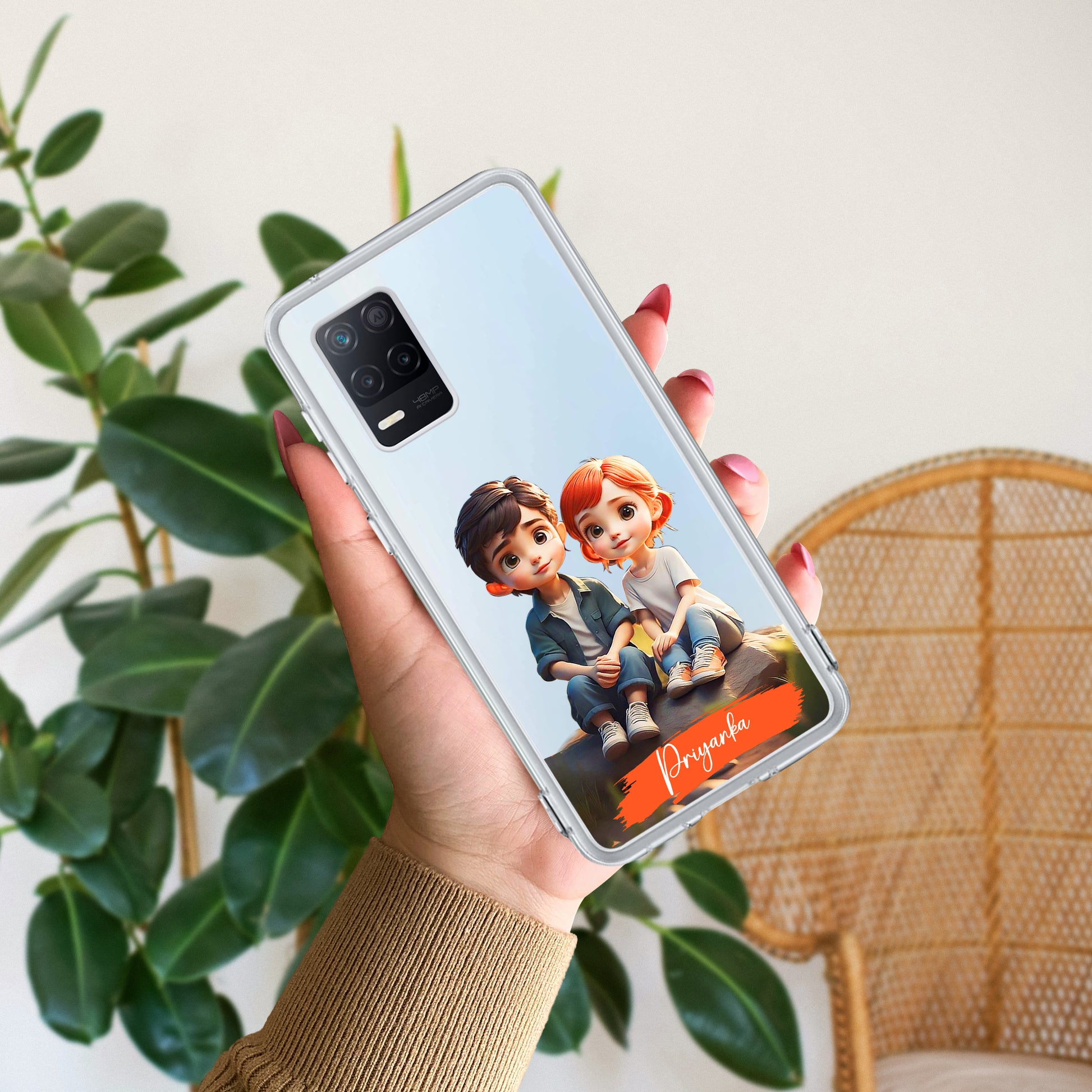 Cute Love Couple Customize Transparent Silicon Case For Realme/Narzo ShopOnCliQ