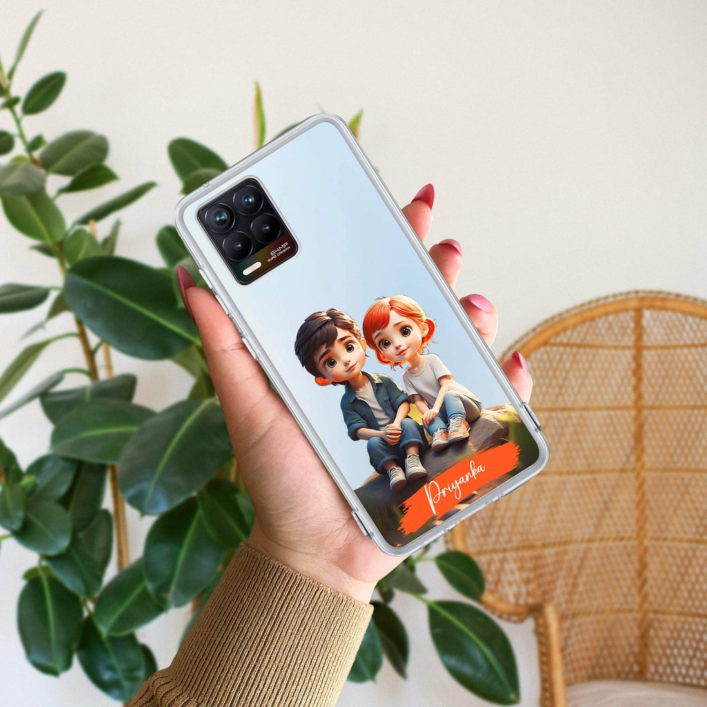 Cute Love Couple Customize Anti Yelllow Case For Realme 8 4G / Realme 8 Pro