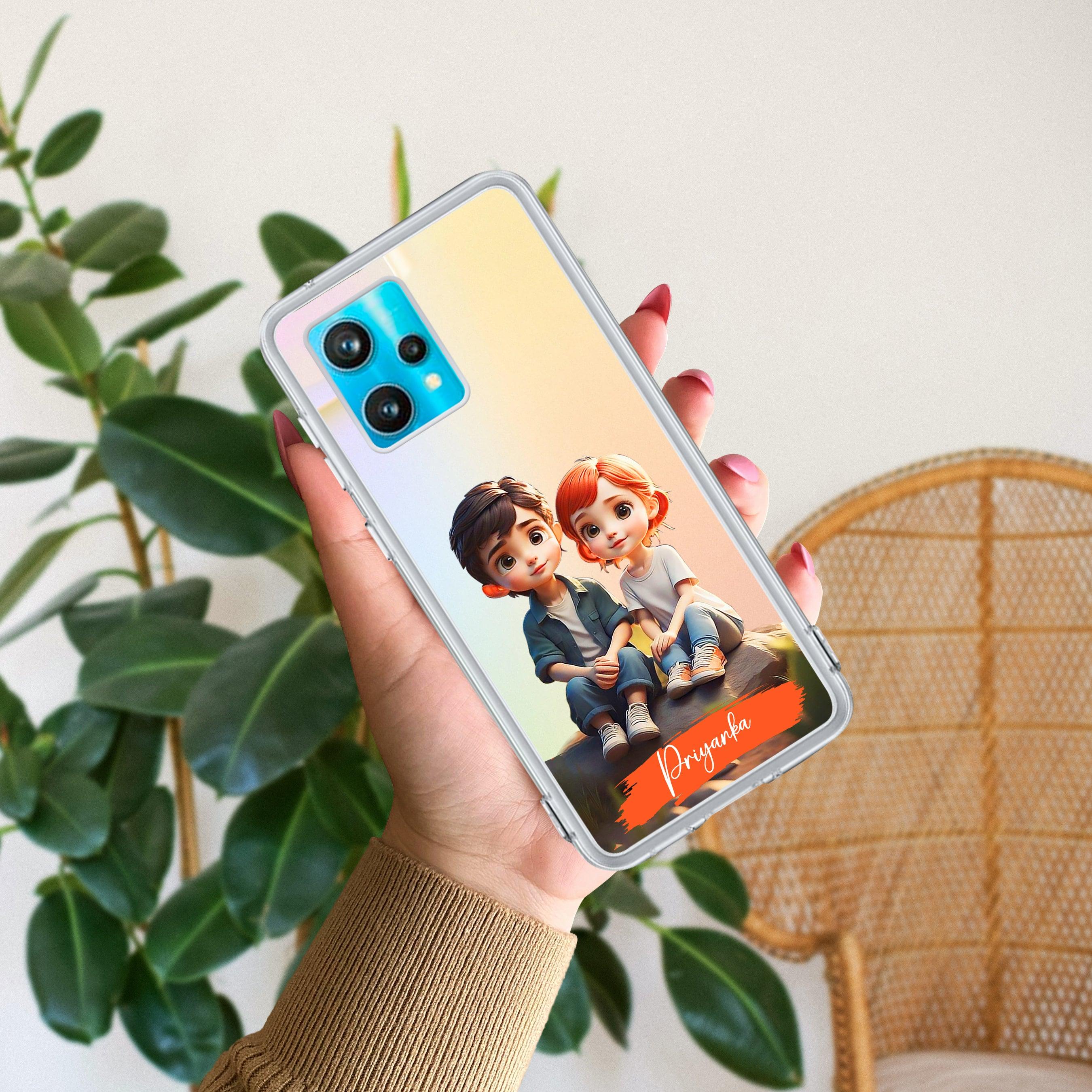 Cute Love Couple Customize Transparent Silicon Case For Realme/Narzo - ShopOnCliQ