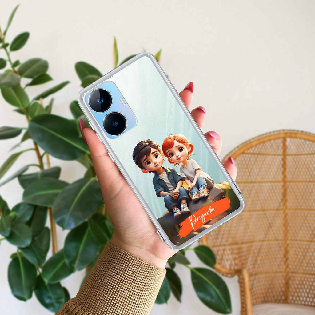 Cute Love Couple Customize Anti Yelllow Case For Realme C55