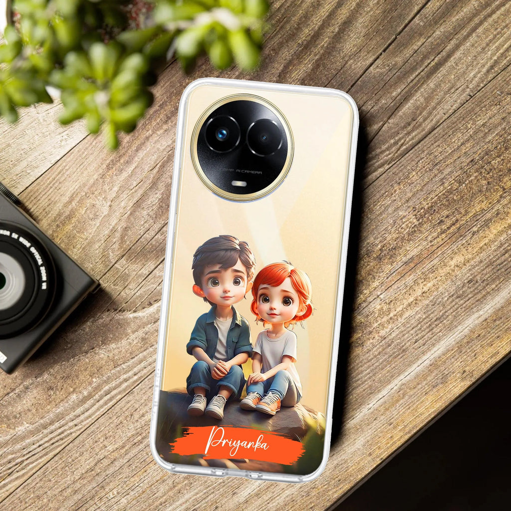 Cute Love Couple Customize Anti Yelllow Case For Realme Narzo 60X /  Realme 11X