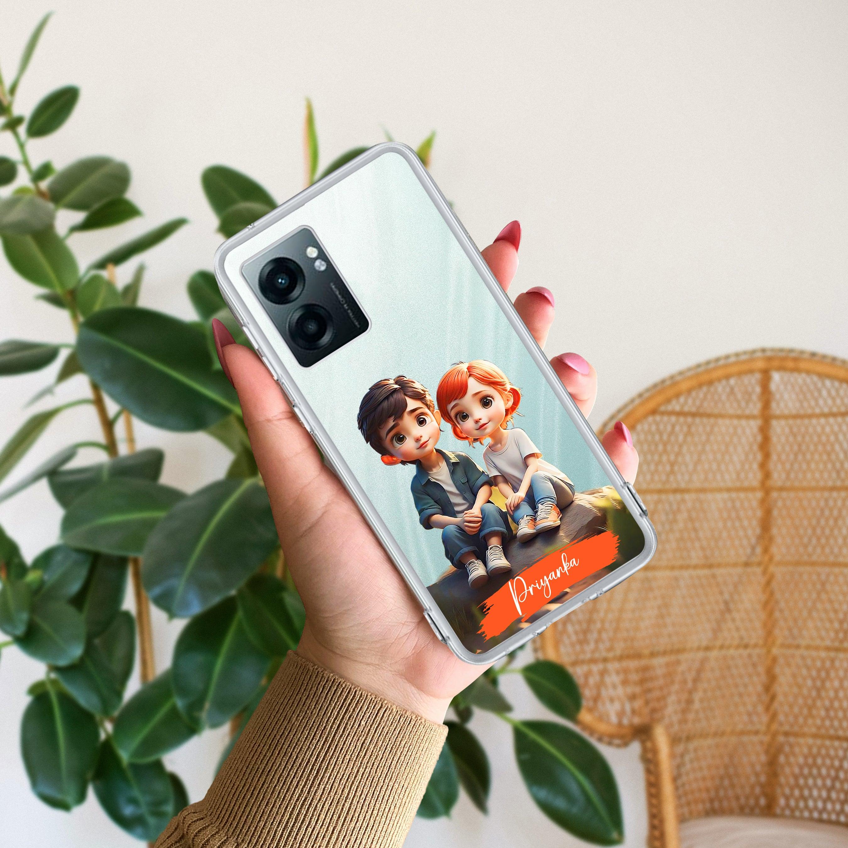 Cute Love Couple Customize Transparent Silicon Case For Realme/Narzo - ShopOnCliQ