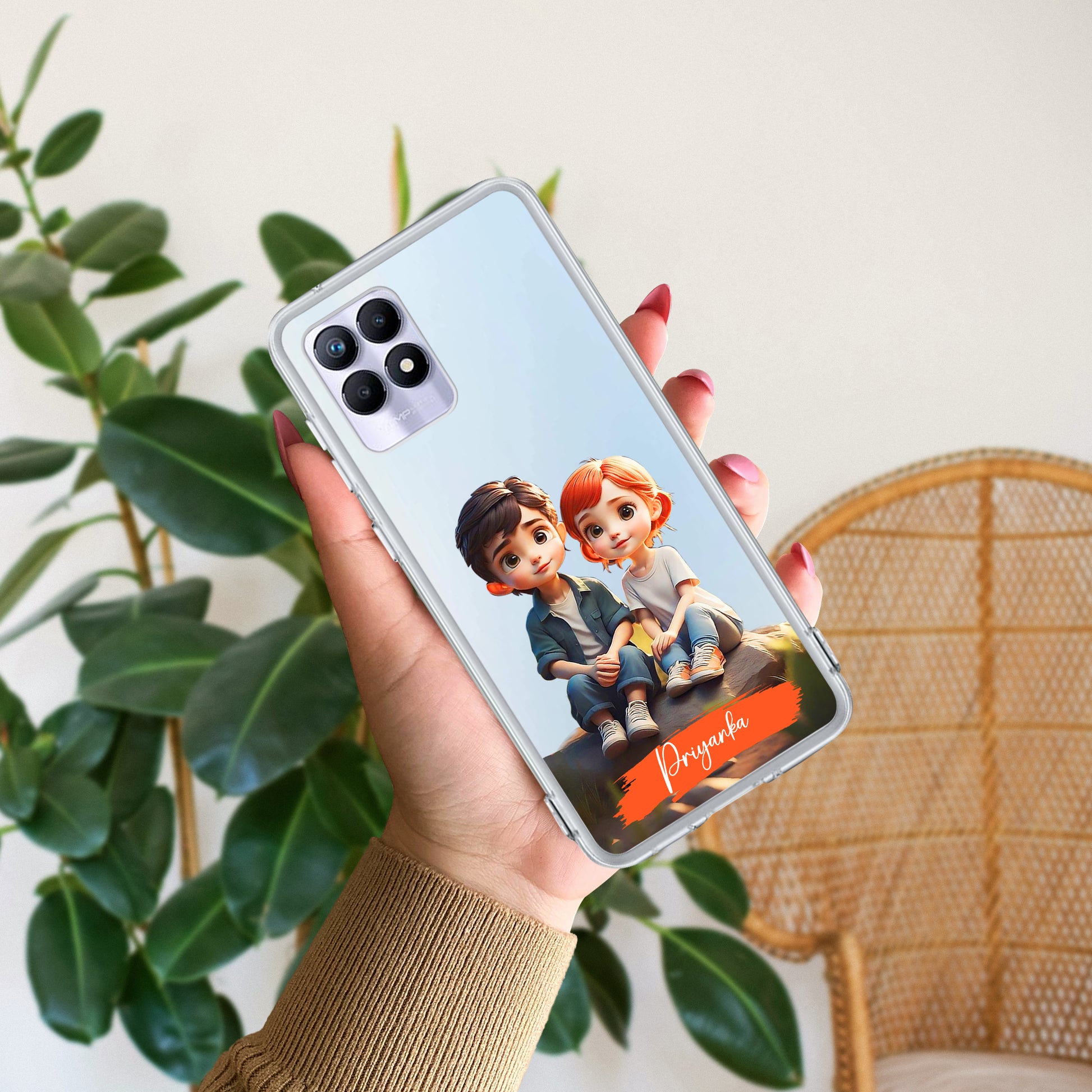 Cute Love Couple Customize Transparent Silicon Case For Realme/Narzo ShopOnCliQ