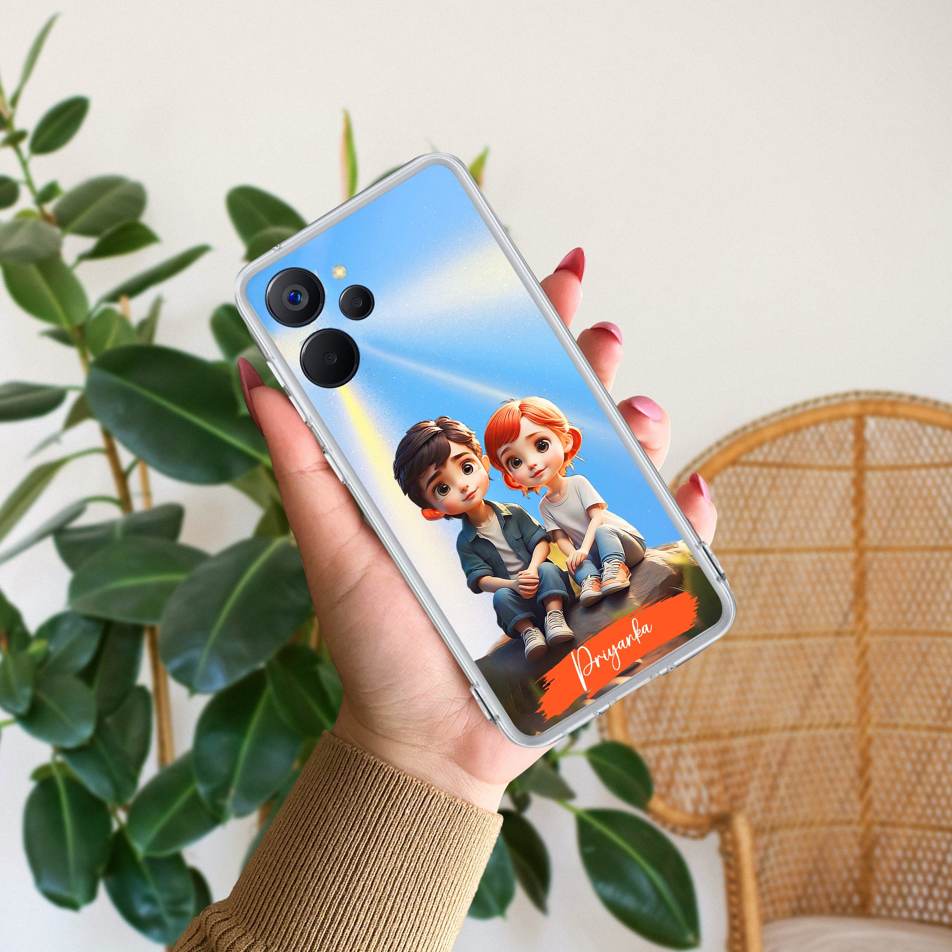 Cute Love Couple Customize Transparent Silicon Case For Realme/Narzo ShopOnCliQ