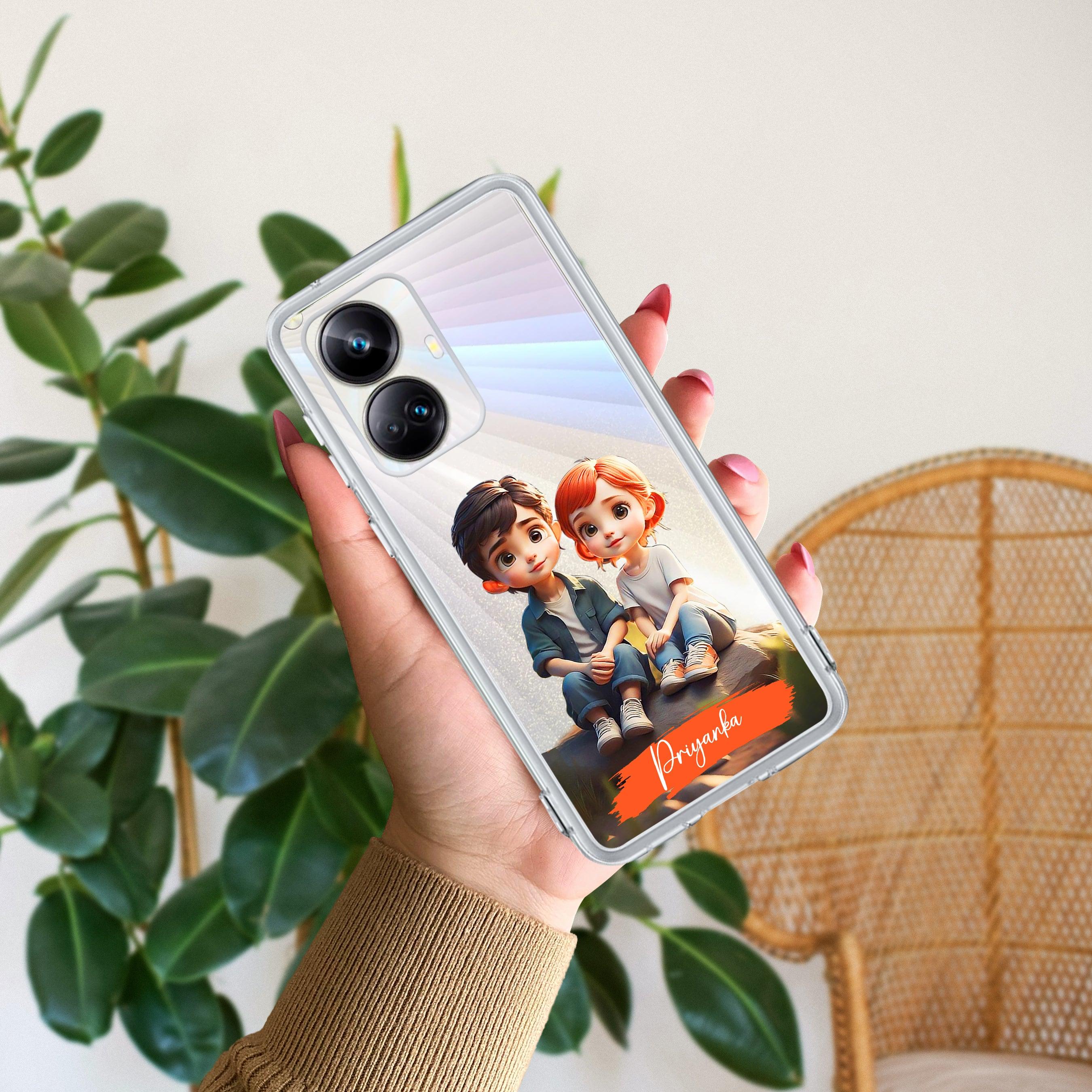 Cute Love Couple Customize Transparent Silicon Case For Realme/Narzo - ShopOnCliQ