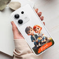 Cute Love Couple Customize Transparent Silicon Case For Redmi 14C 5G