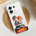 Cute Love Couple Customize Transparent Silicon Case For Redmi Note 13 5G