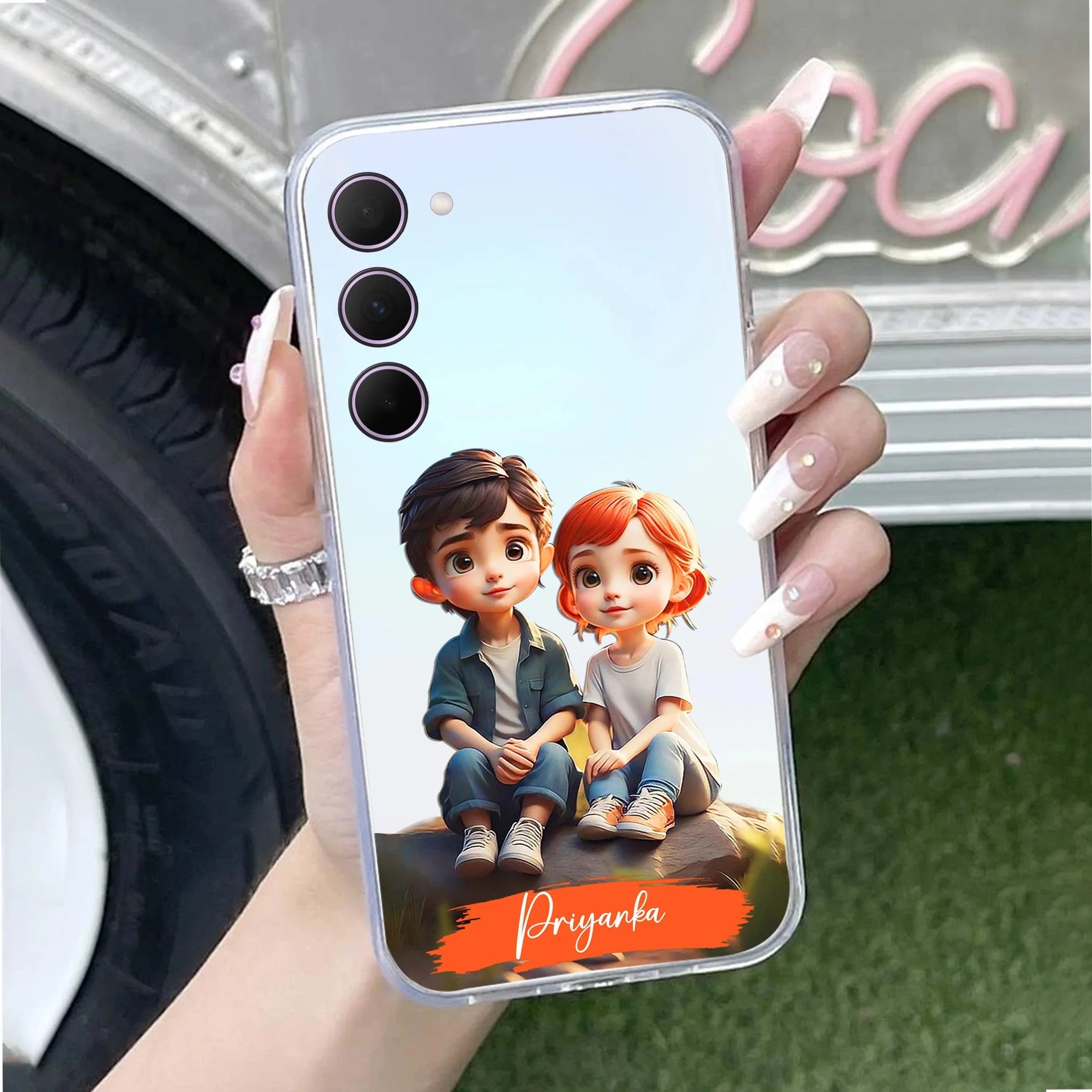 Cute Love Couple Customize Anti Yellow Clear Phone Case Samsung - ShopOnCliQ