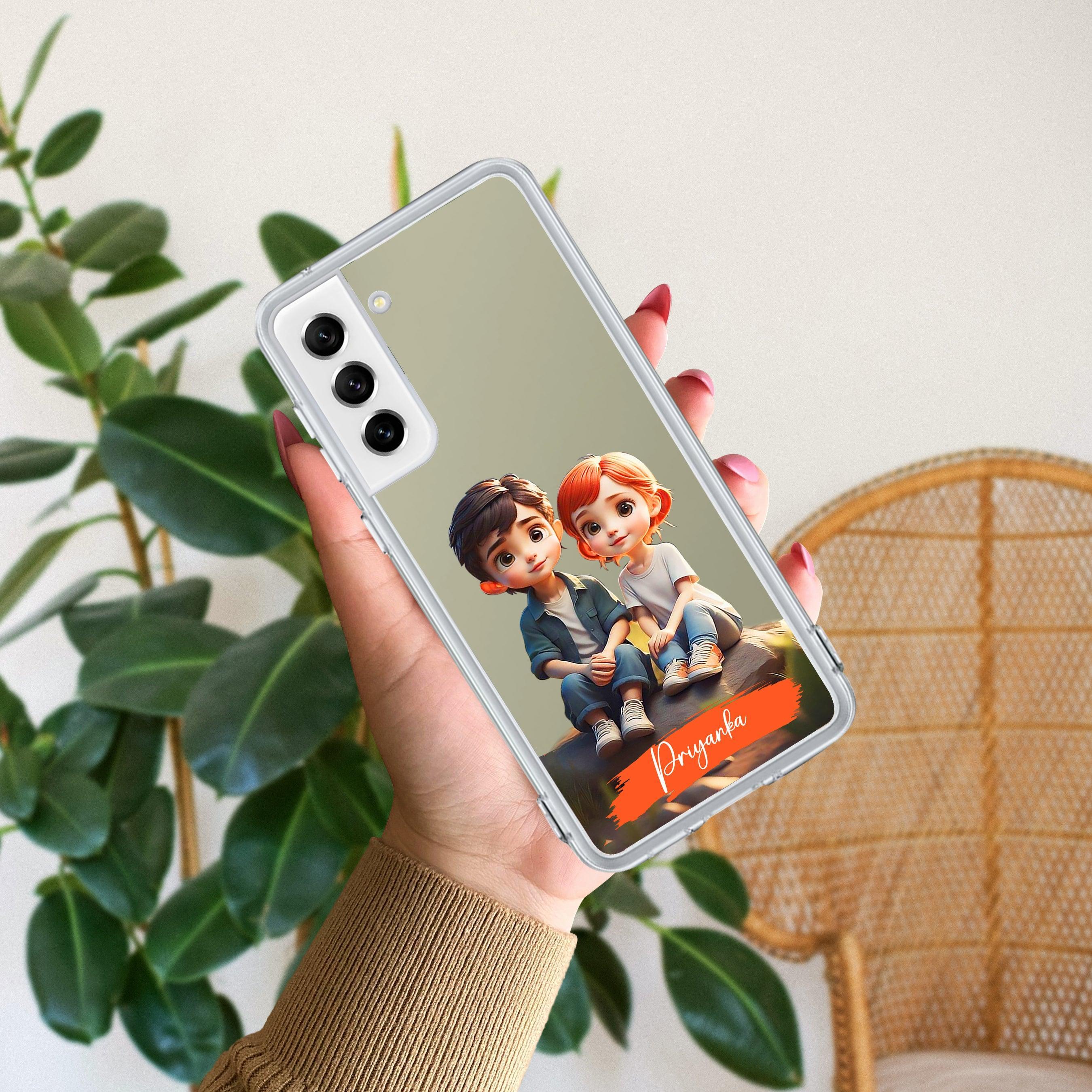 Cute Love Couple Customize Anti Yellow Clear Phone Case Samsung - ShopOnCliQ