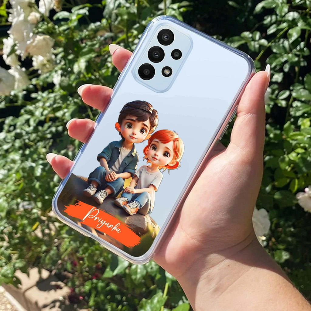 Cute Love Couple Customize Transparent Silicon Case For Samsung Galaxy A73