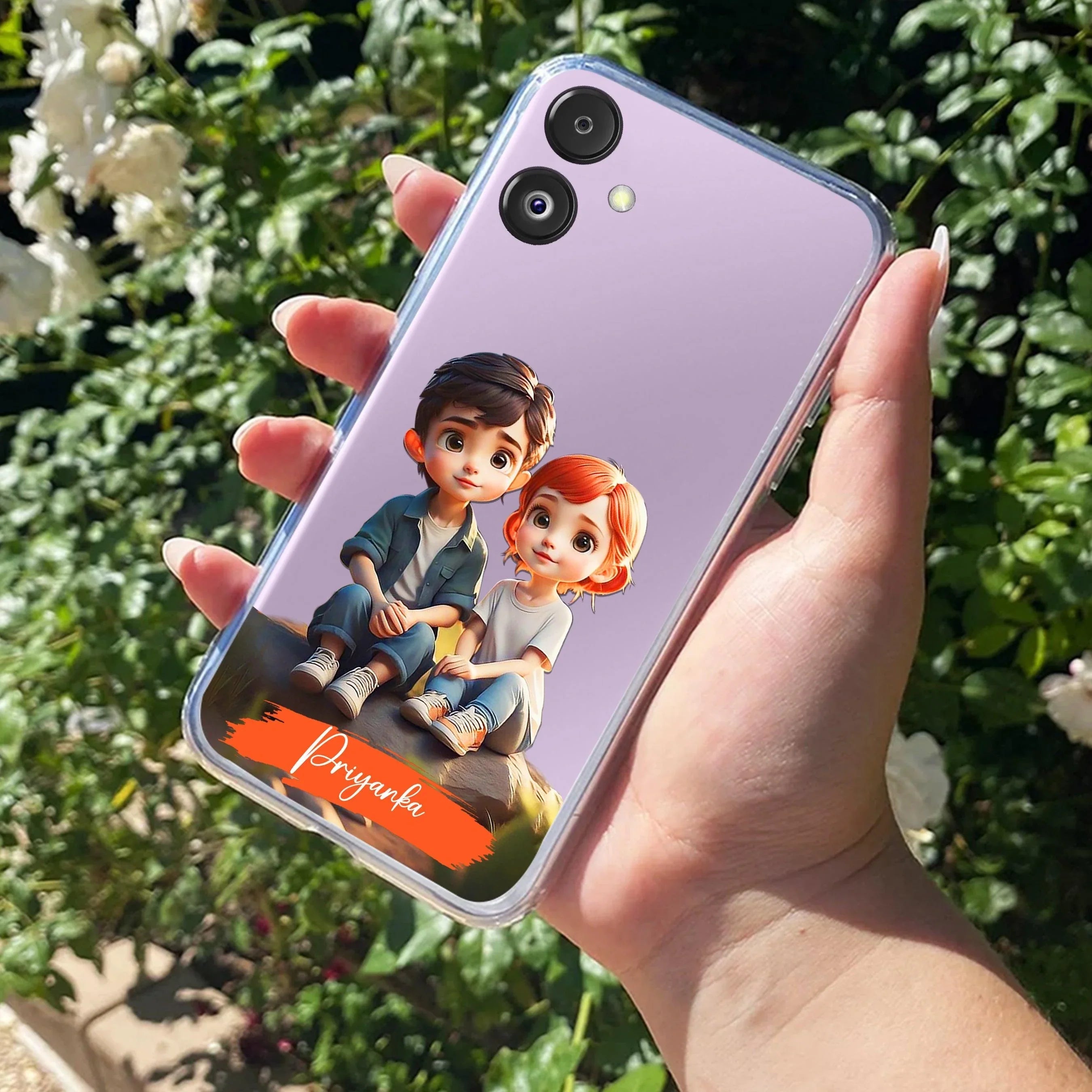 Cute Love Couple Customize Anti Yellow Clear Phone Case Samsung - ShopOnCliQ