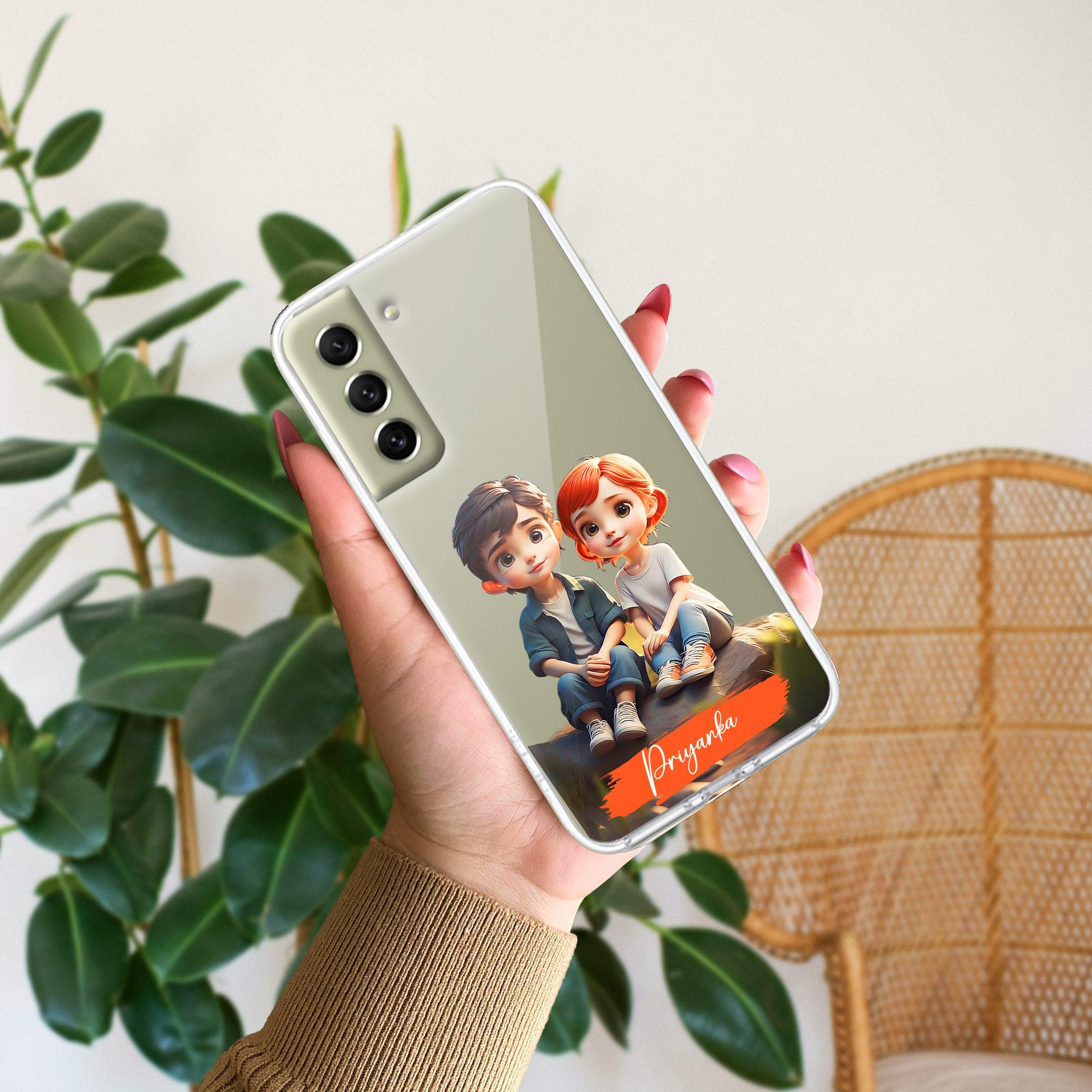 Cute Love Couple Customize Anti Yellow Clear Phone Case Samsung - ShopOnCliQ