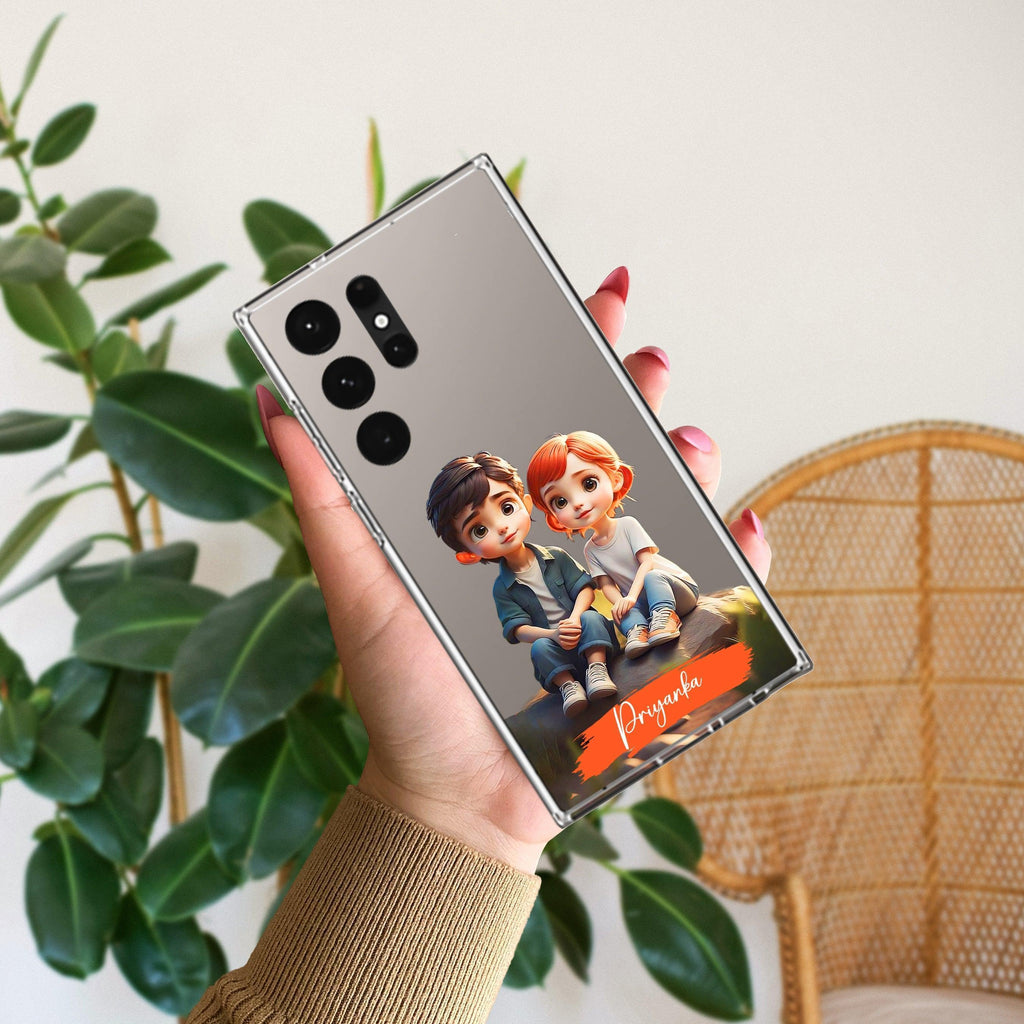 Cute Love Couple Customize Transparent Silicon Case For Samsung Galaxy A13 4G